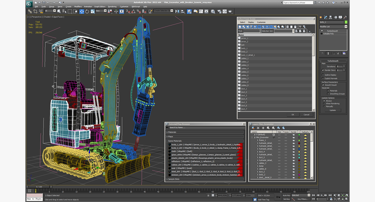 3D model Mini Excavator with Breaker Generic