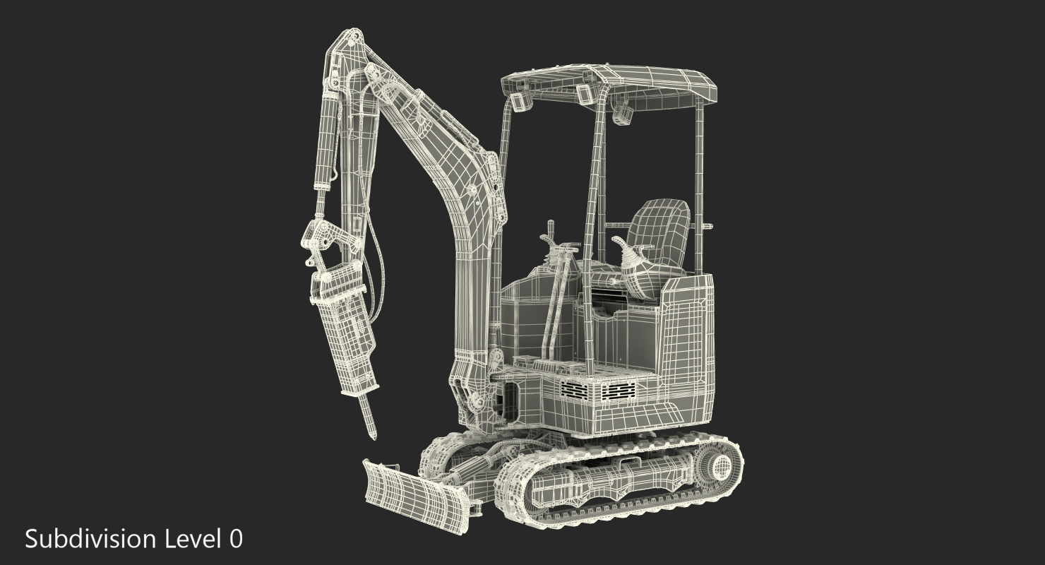 3D model Mini Excavator with Breaker Generic