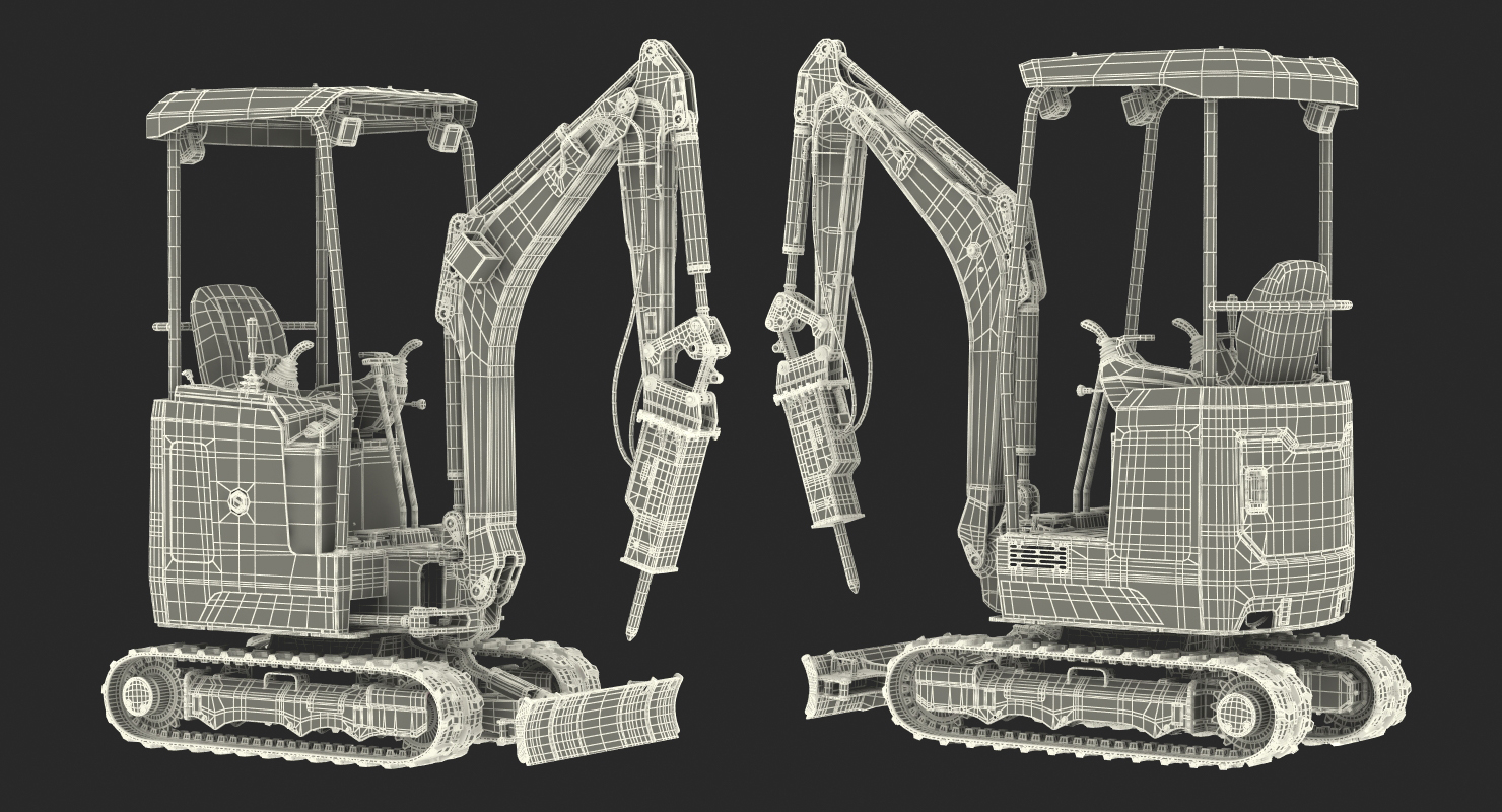 3D model Mini Excavator with Breaker Generic