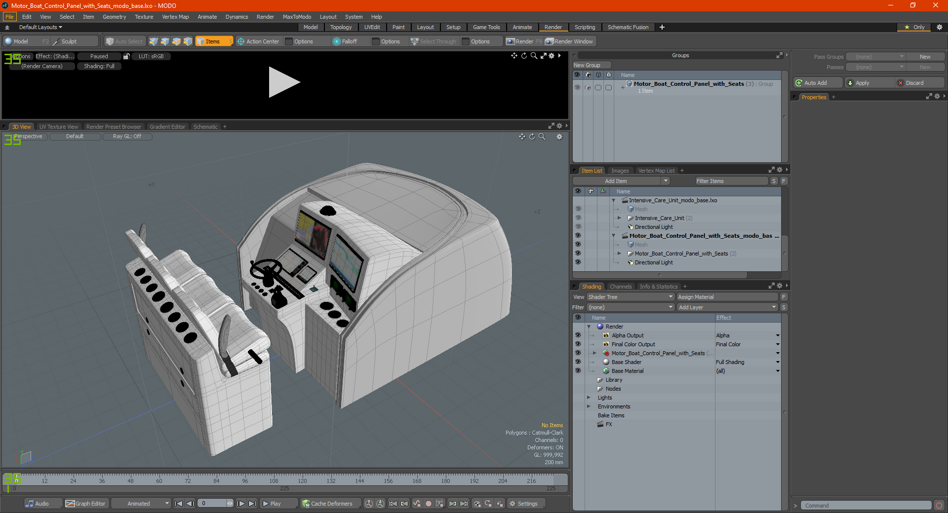 3D model Motor Boat Control Panel with Seats