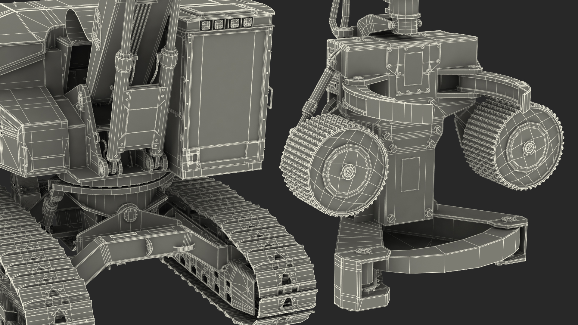 3D Tracked Harvester Dirty Generic