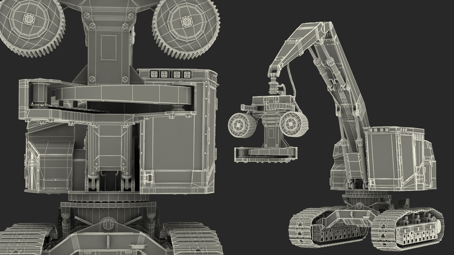 3D Tracked Harvester Dirty Generic