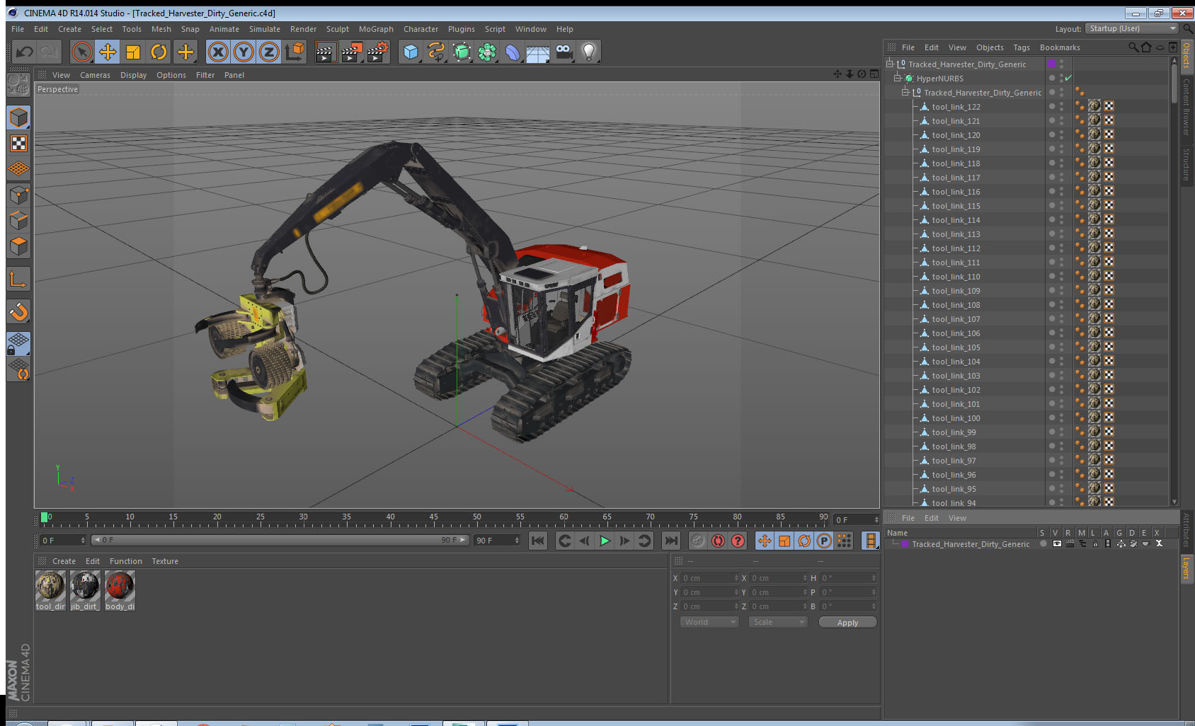 3D Tracked Harvester Dirty Generic