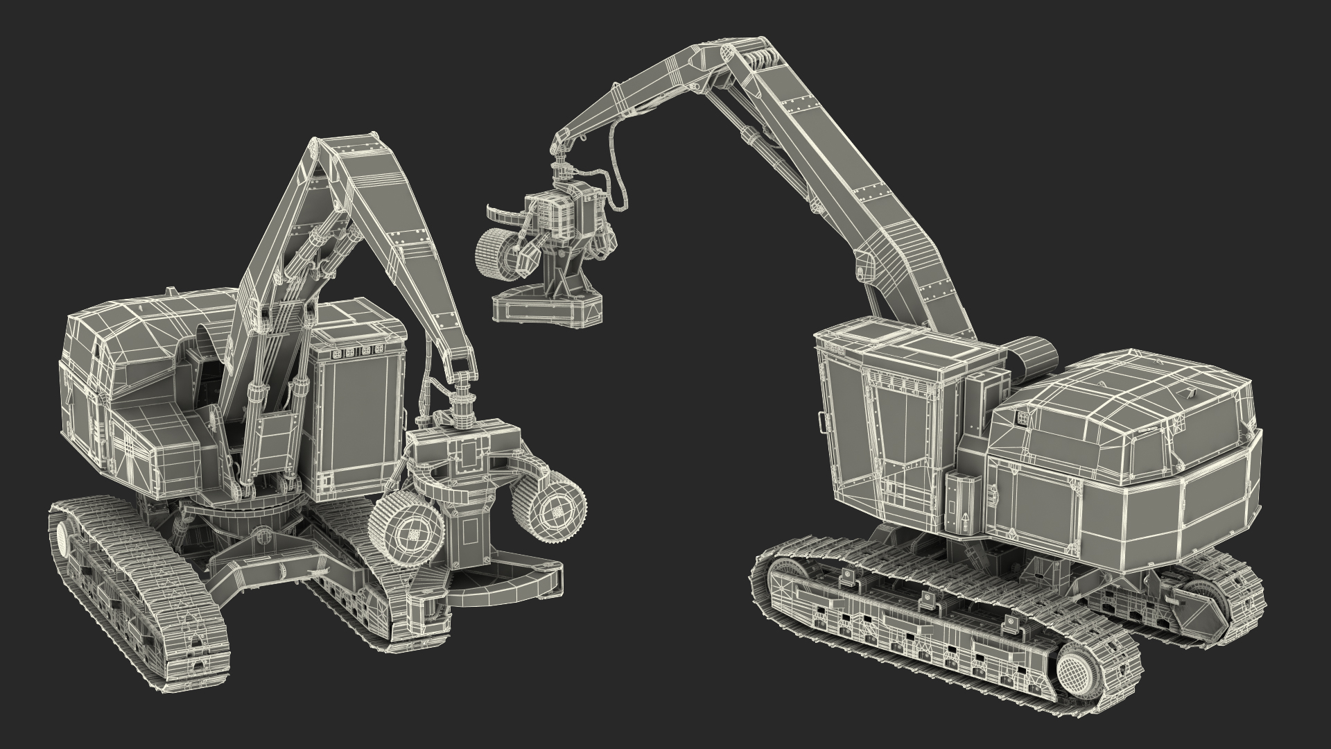 3D Tracked Harvester Dirty Generic