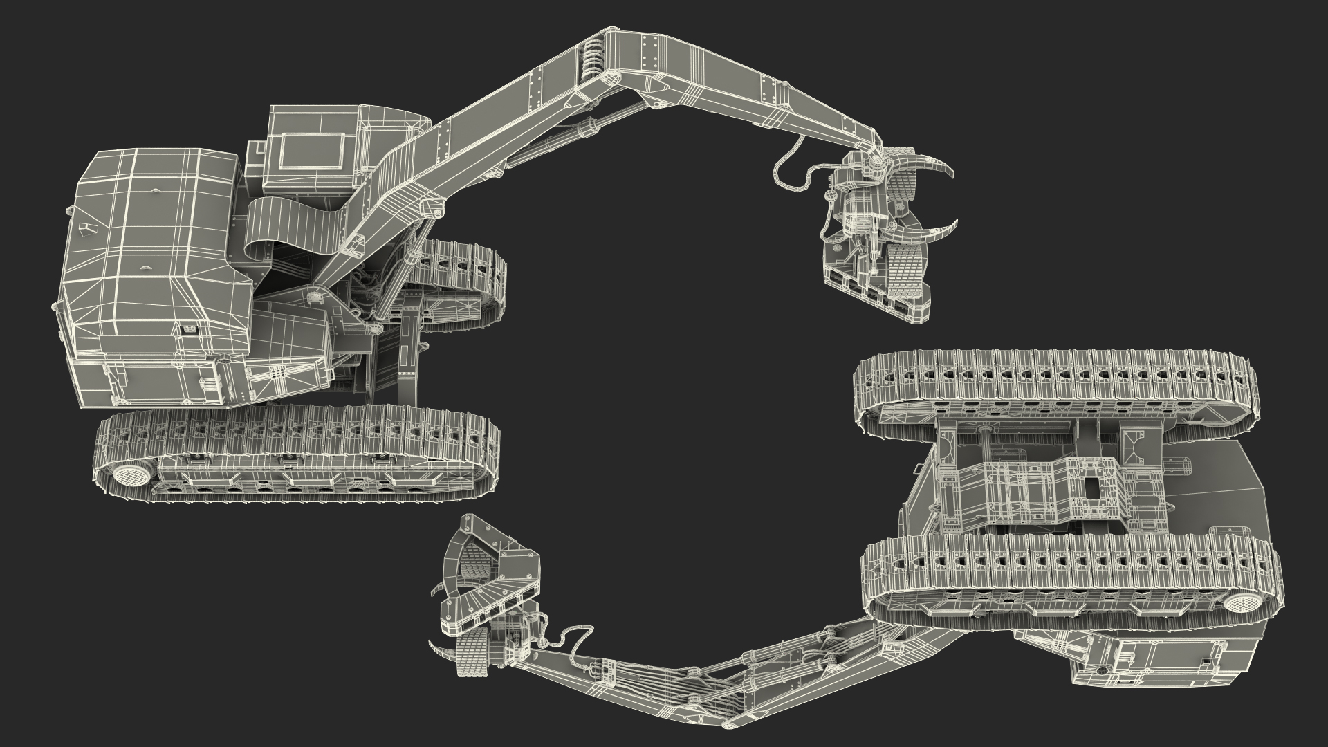 3D Tracked Harvester Dirty Generic