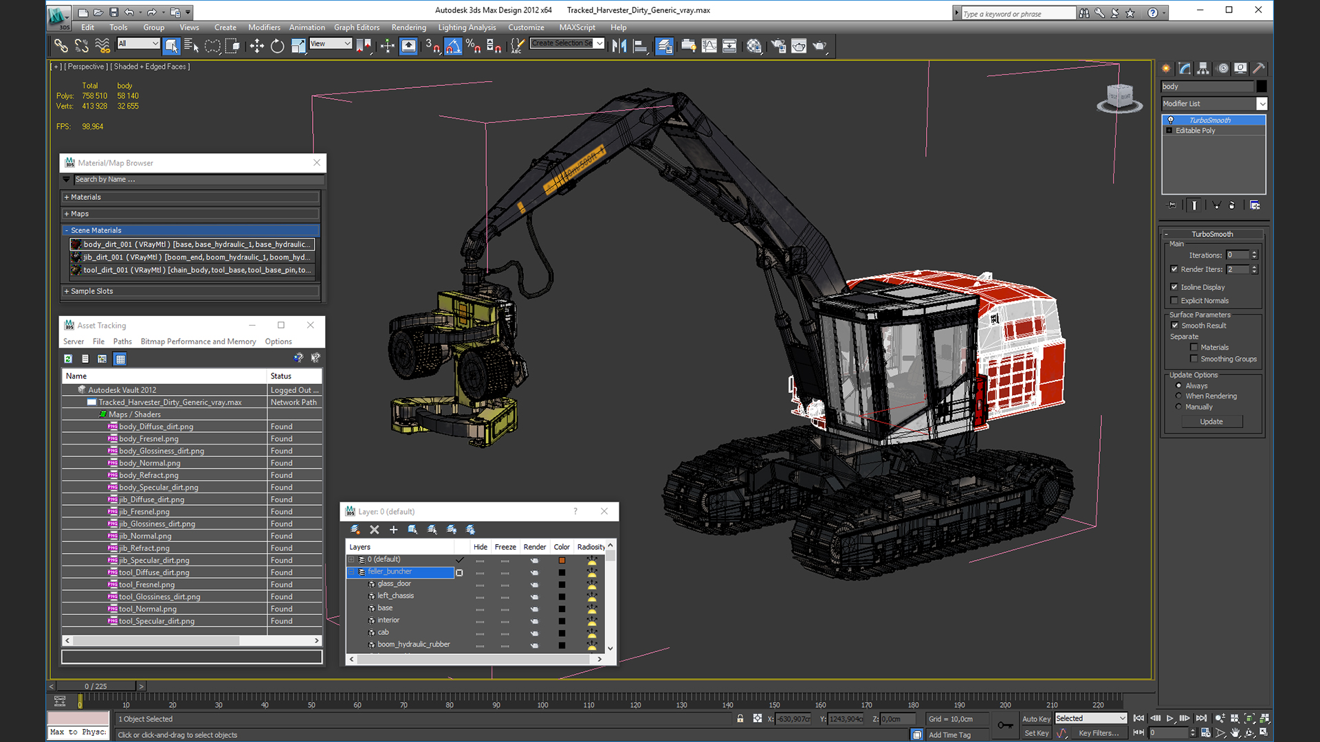 3D Tracked Harvester Dirty Generic