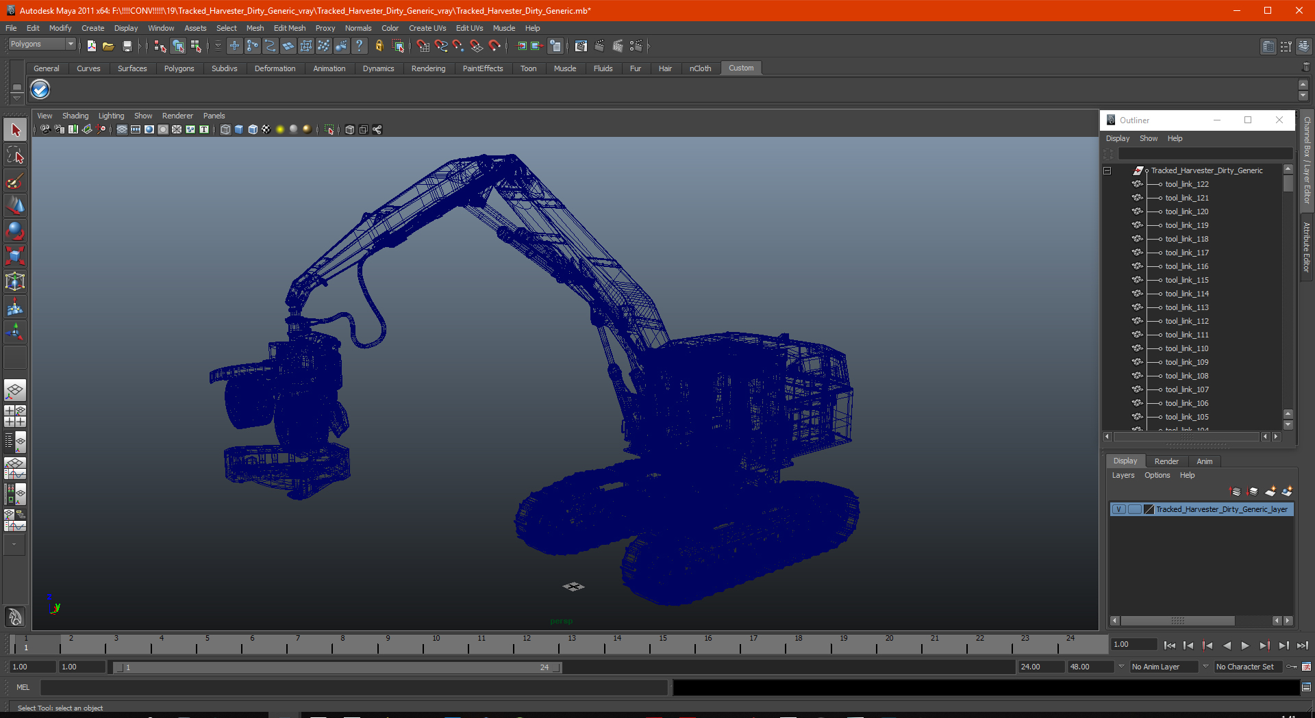 3D Tracked Harvester Dirty Generic