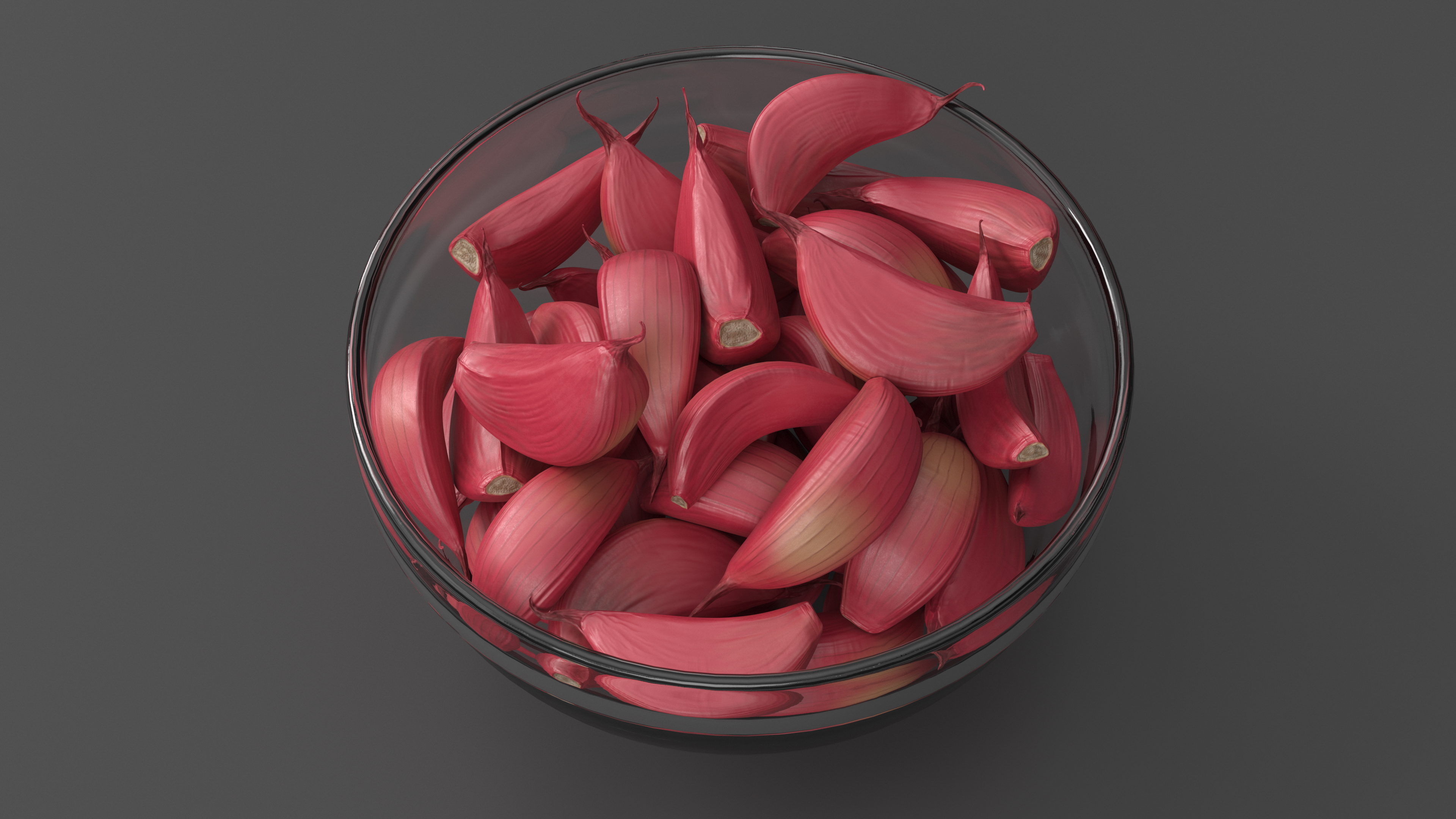 3D Garlic Clove Bowl of Cloves Red