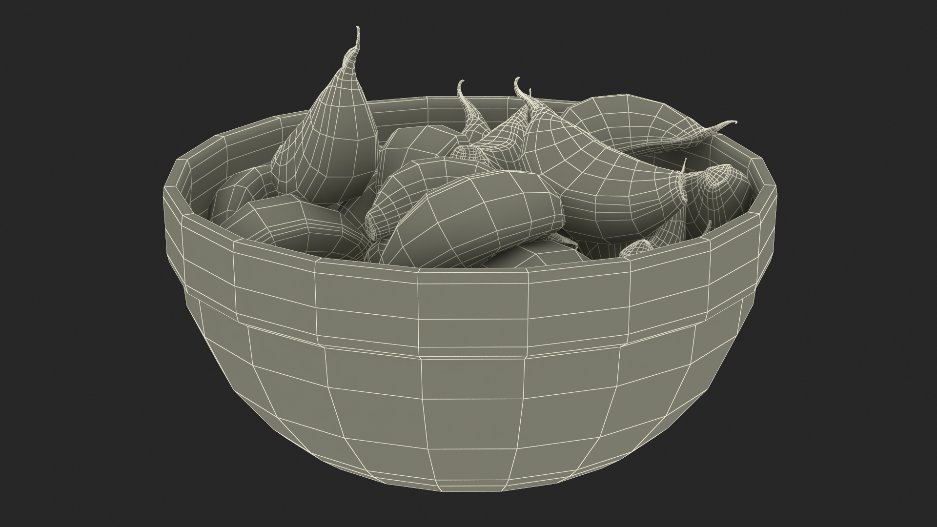 3D Garlic Clove Bowl of Cloves Red