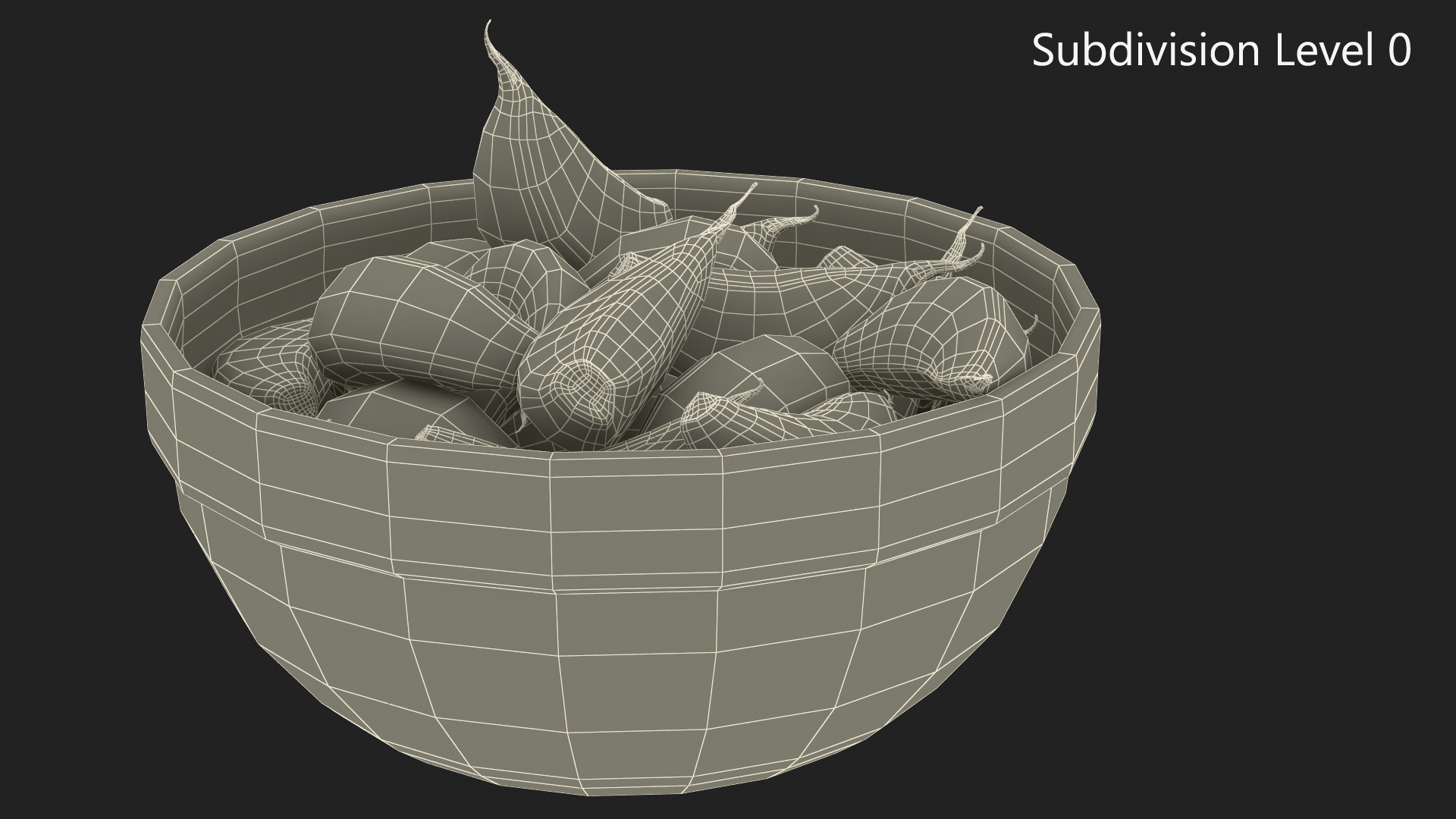 3D Garlic Clove Bowl of Cloves Red