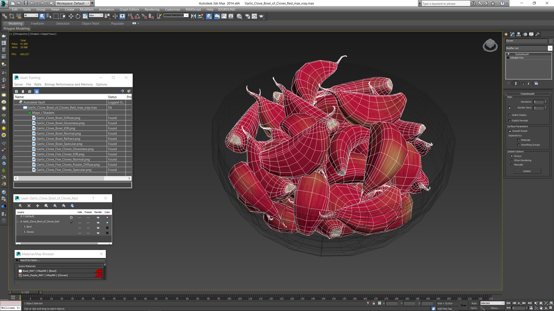 3D Garlic Clove Bowl of Cloves Red