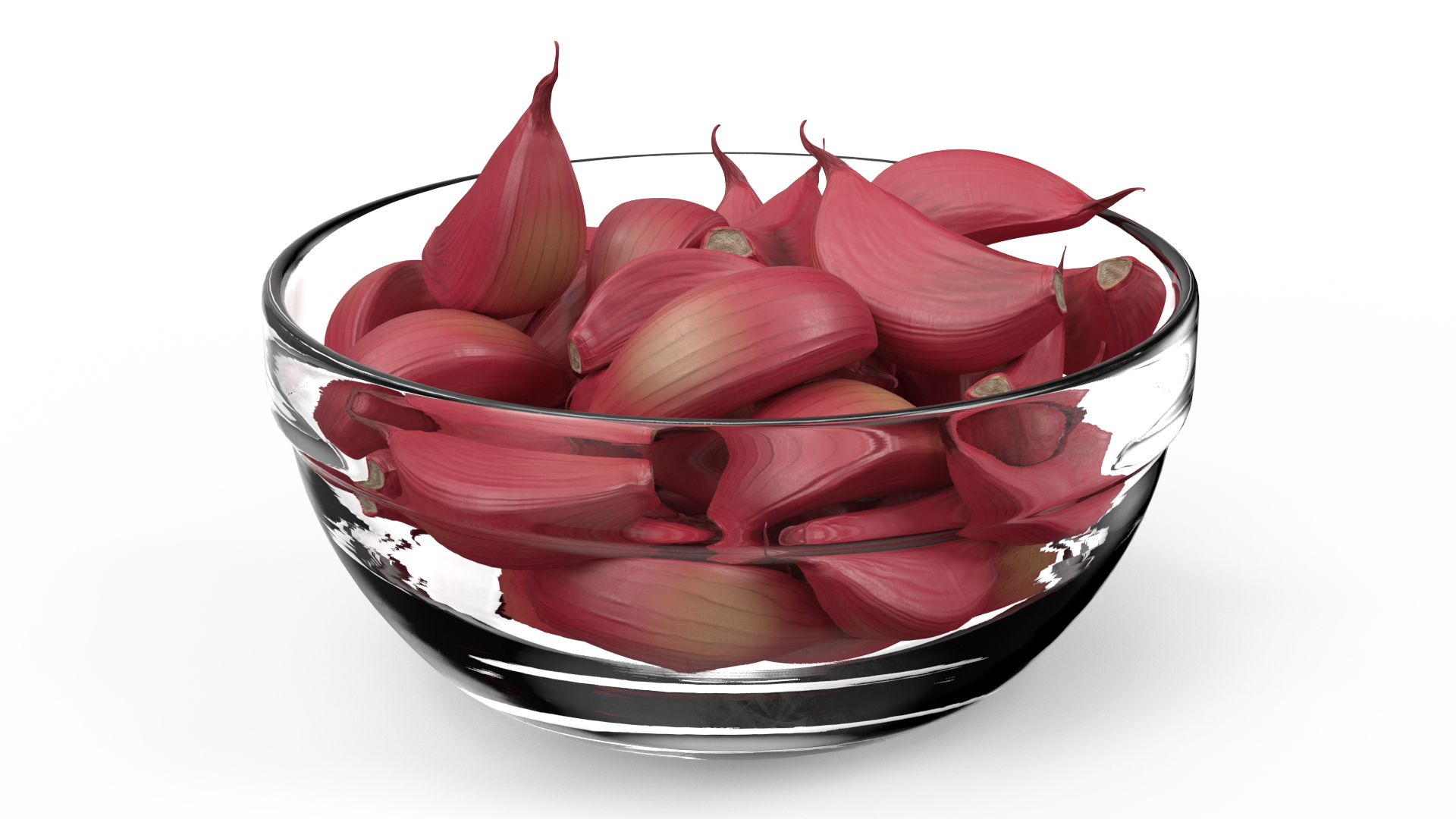 3D Garlic Clove Bowl of Cloves Red