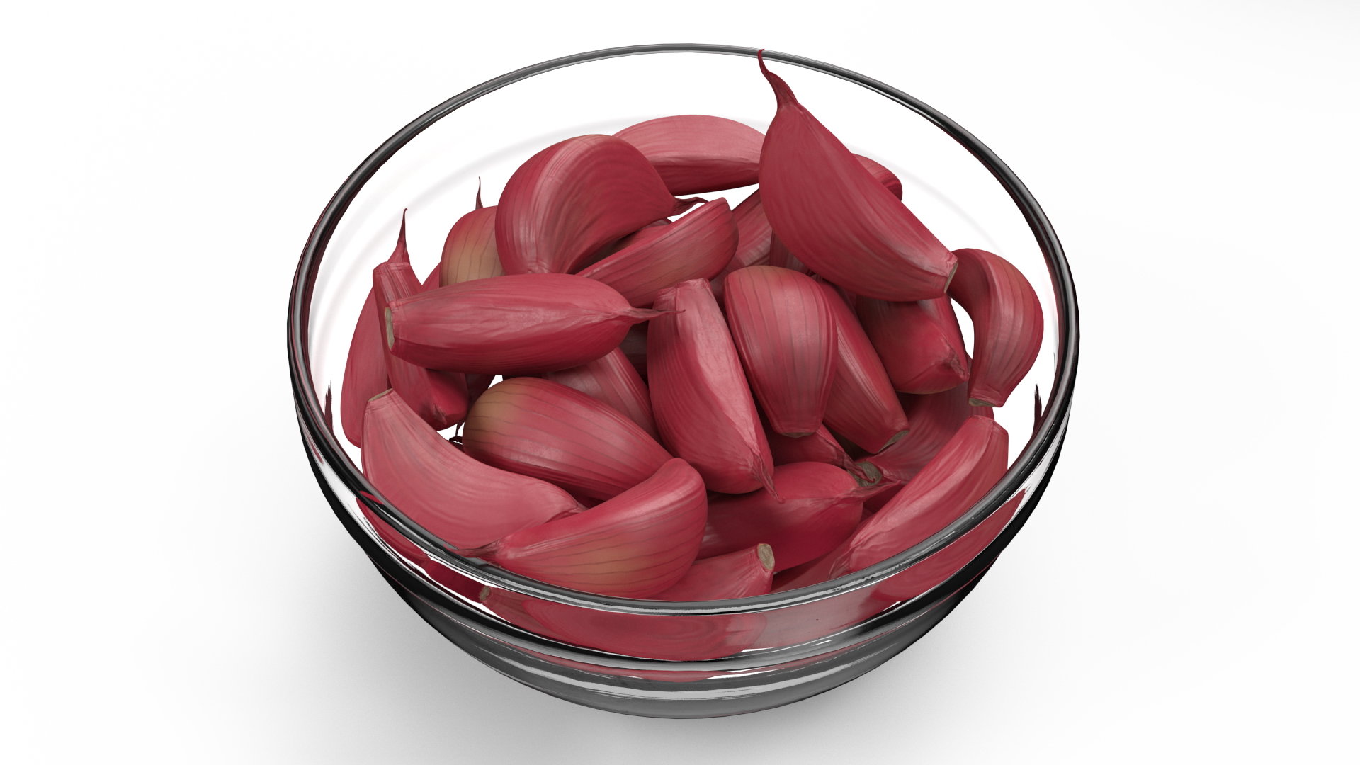 3D Garlic Clove Bowl of Cloves Red