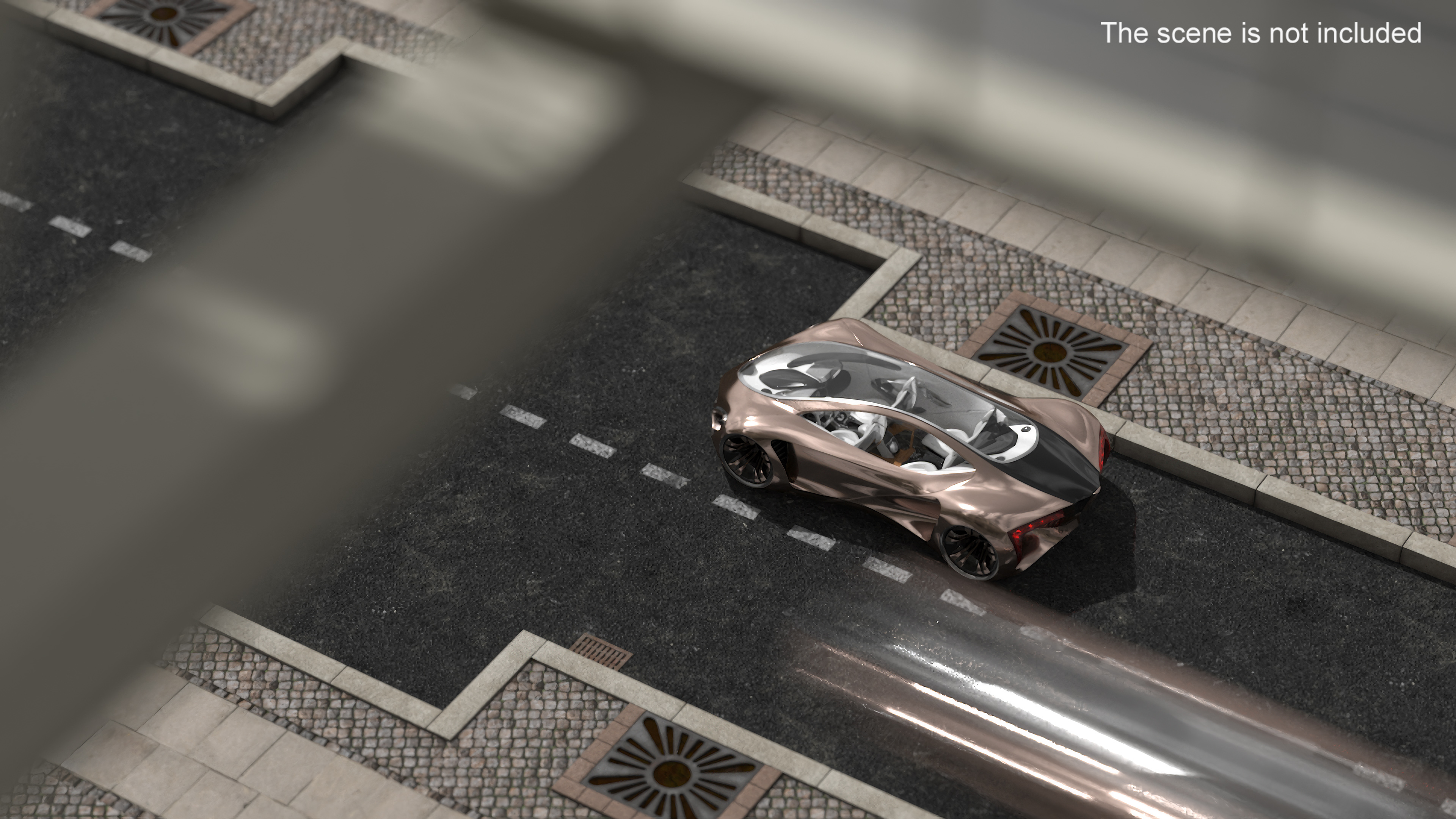 3D Futuristic Concept Car Design Petra Gold Color