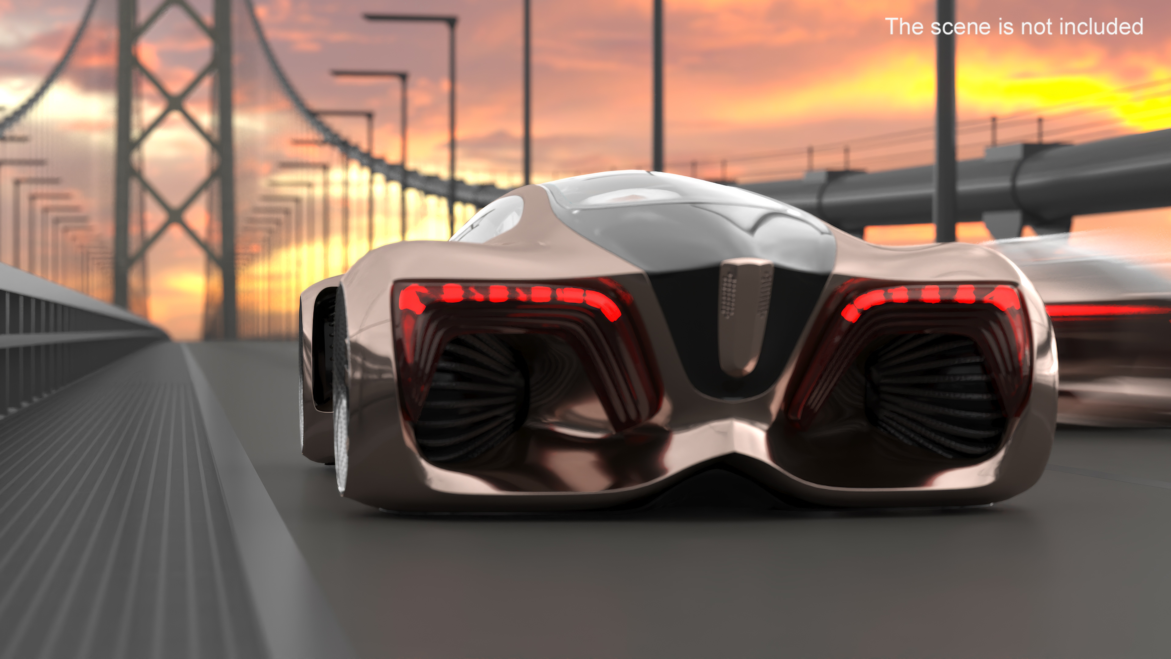 3D Futuristic Concept Car Design Petra Gold Color