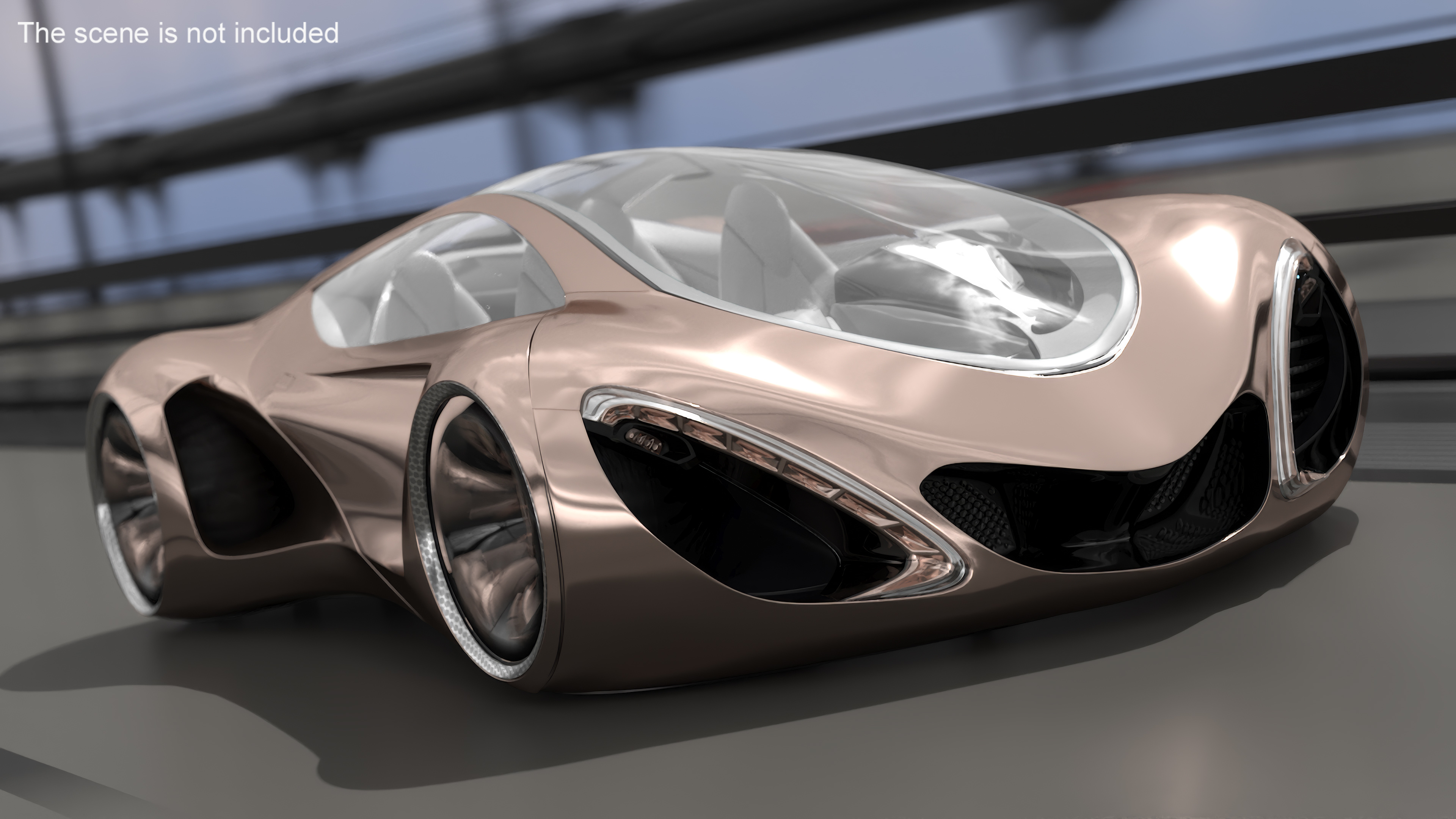3D Futuristic Concept Car Design Petra Gold Color