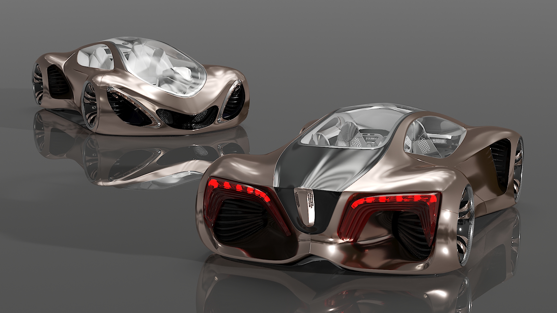3D Futuristic Concept Car Design Petra Gold Color