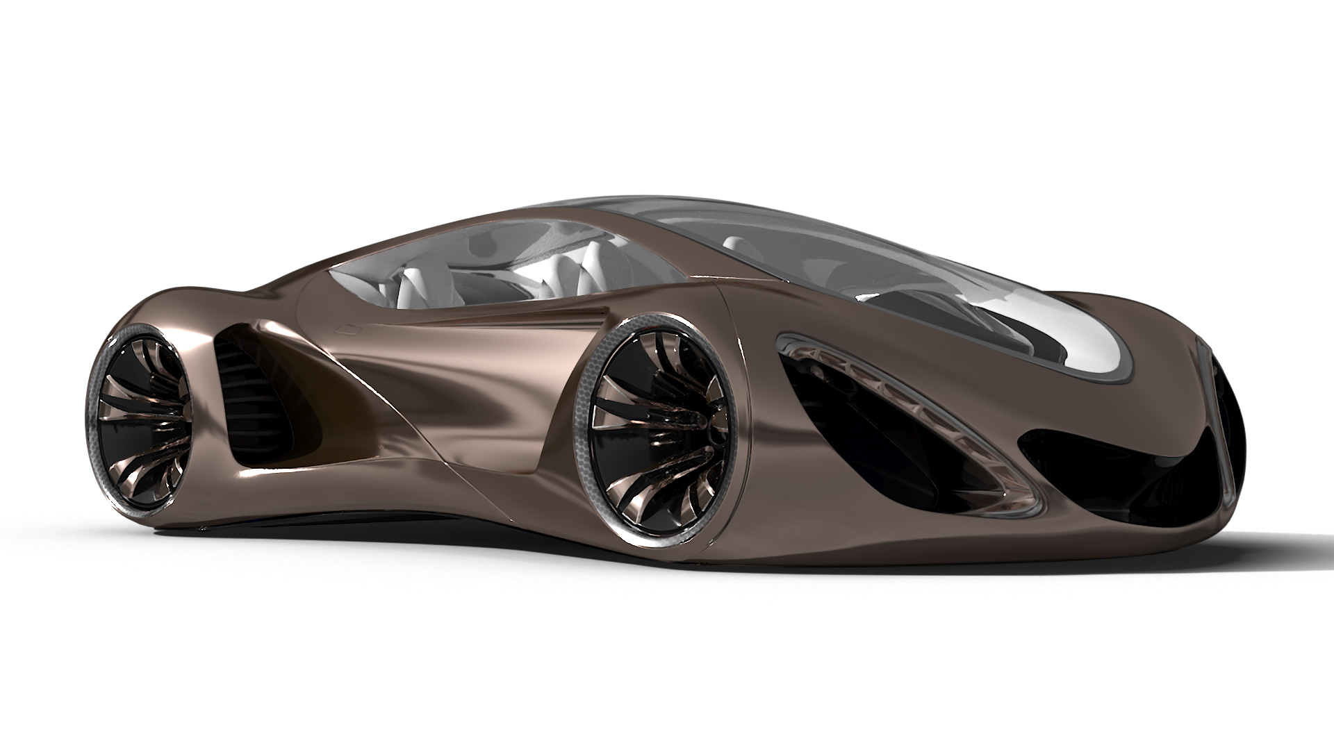 3D Futuristic Concept Car Design Petra Gold Color