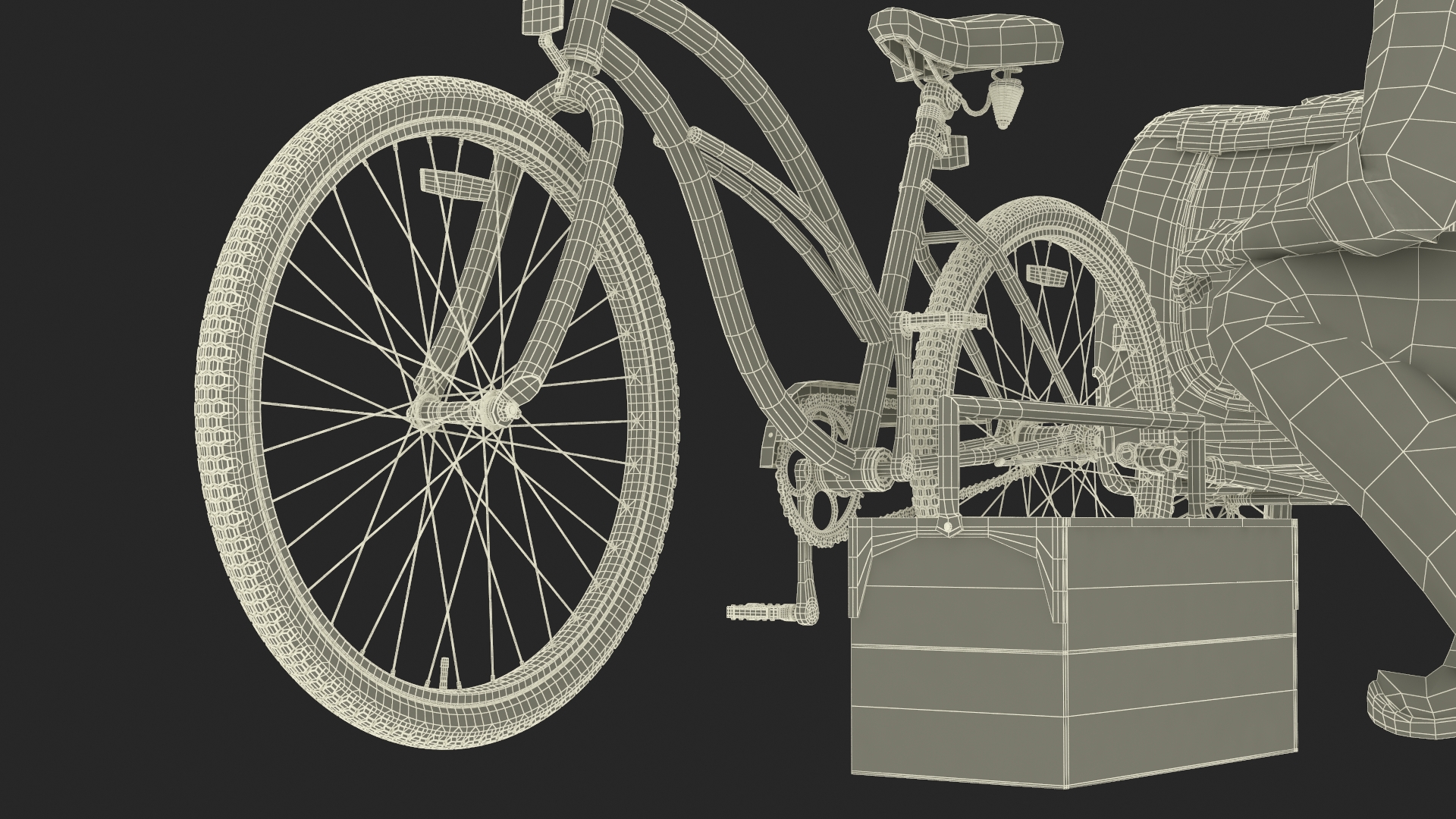 3D Worker Attaches Pet Trailer to Bicycle model