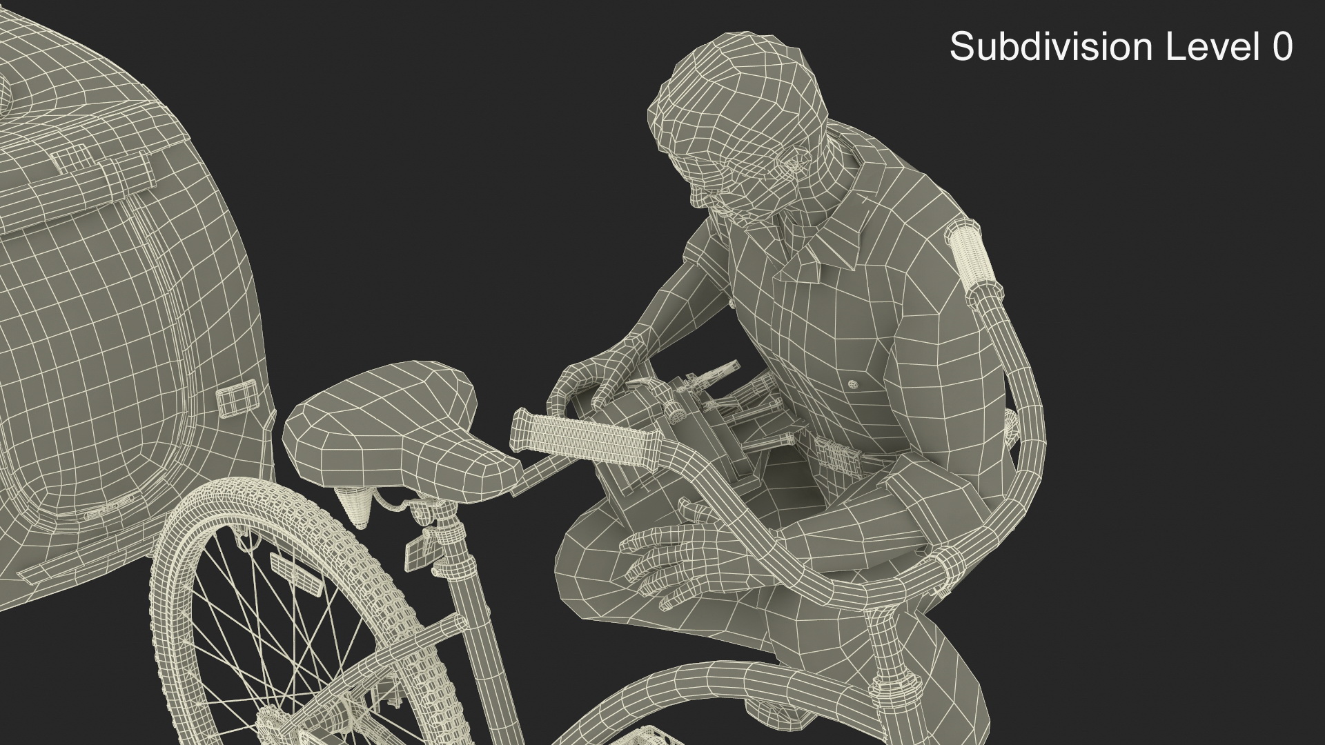3D Worker Attaches Pet Trailer to Bicycle model