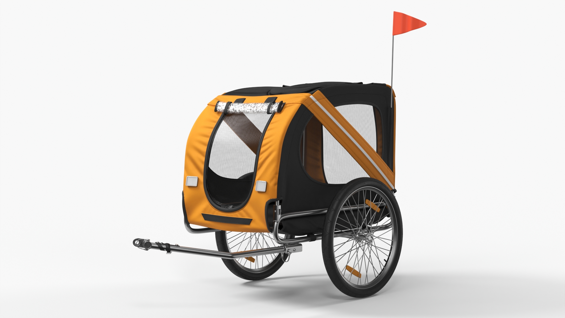 3D Worker Attaches Pet Trailer to Bicycle model