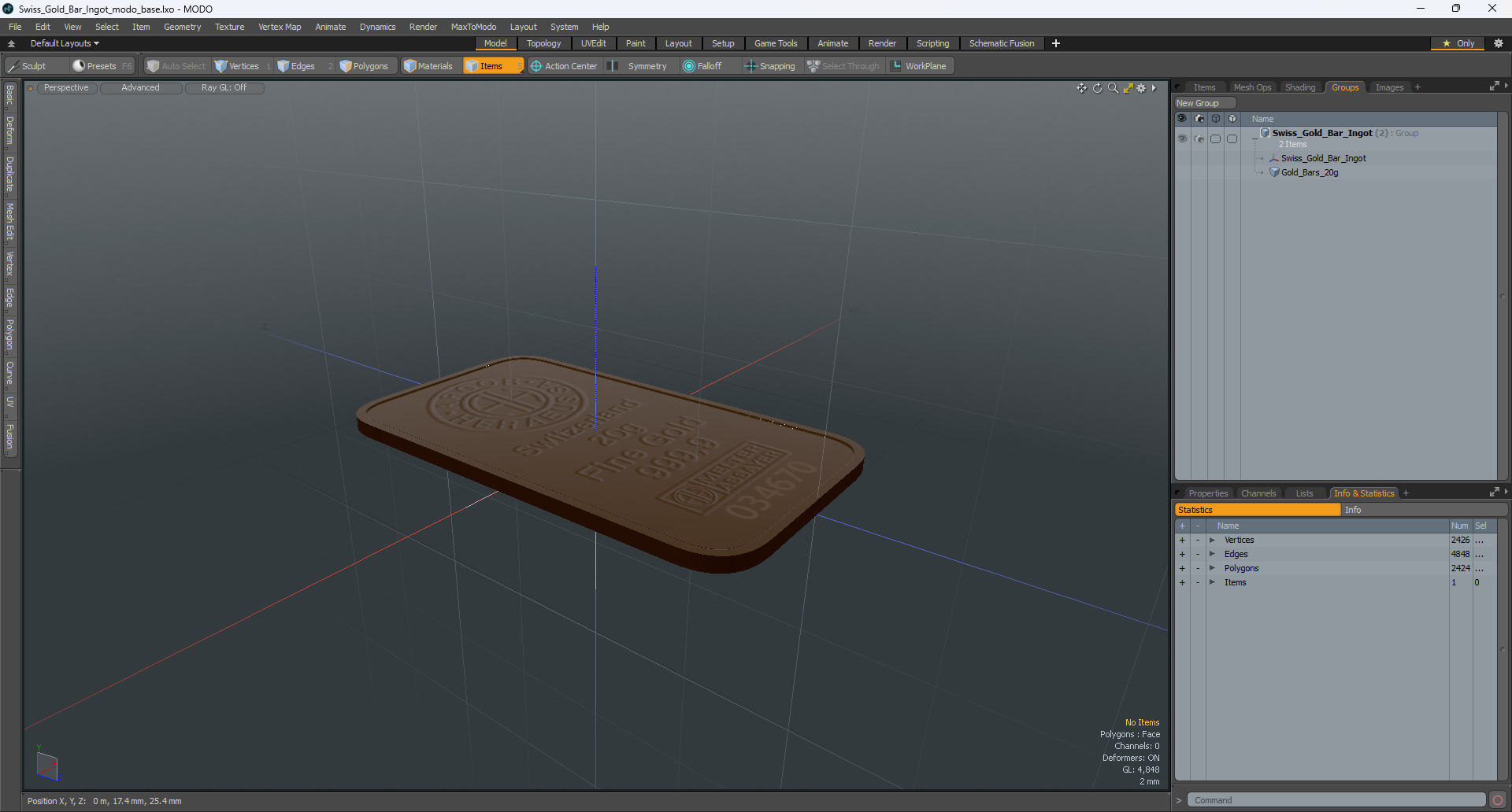 3D model Swiss Gold Bar Ingot
