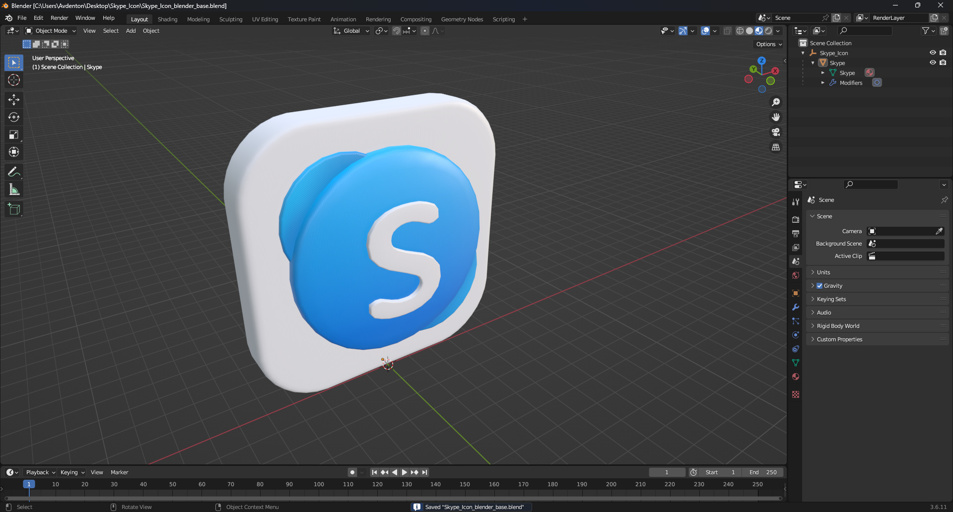 3D model Skype Icon