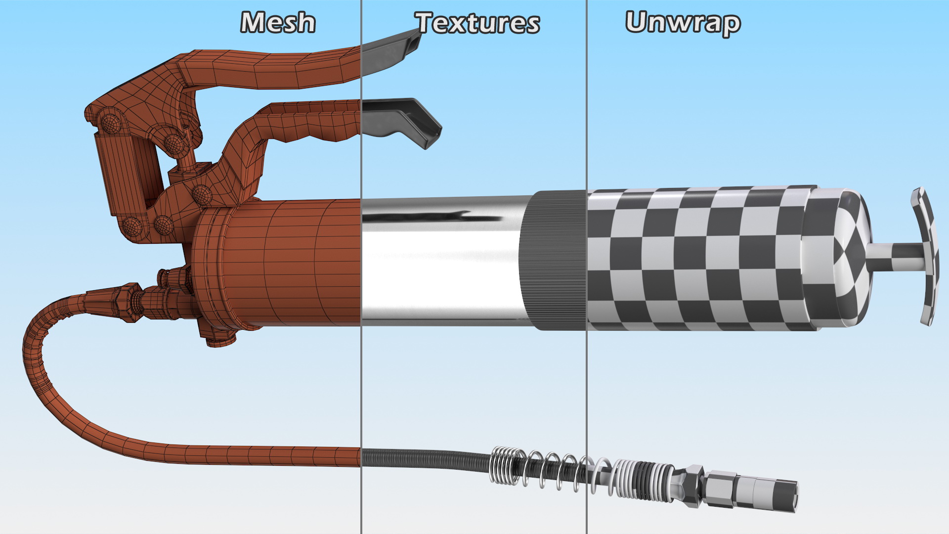 Pneumatic Pistol Type Grease Gun 3D