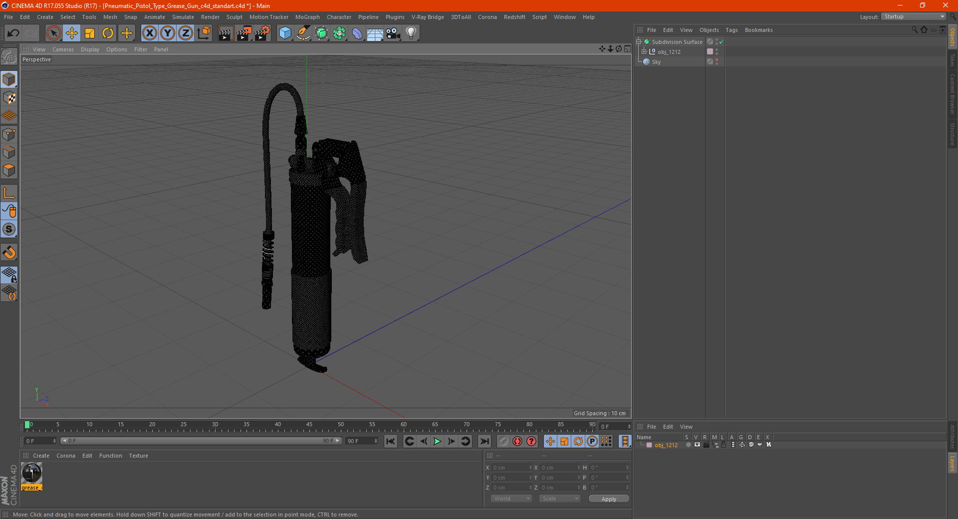 Pneumatic Pistol Type Grease Gun 3D