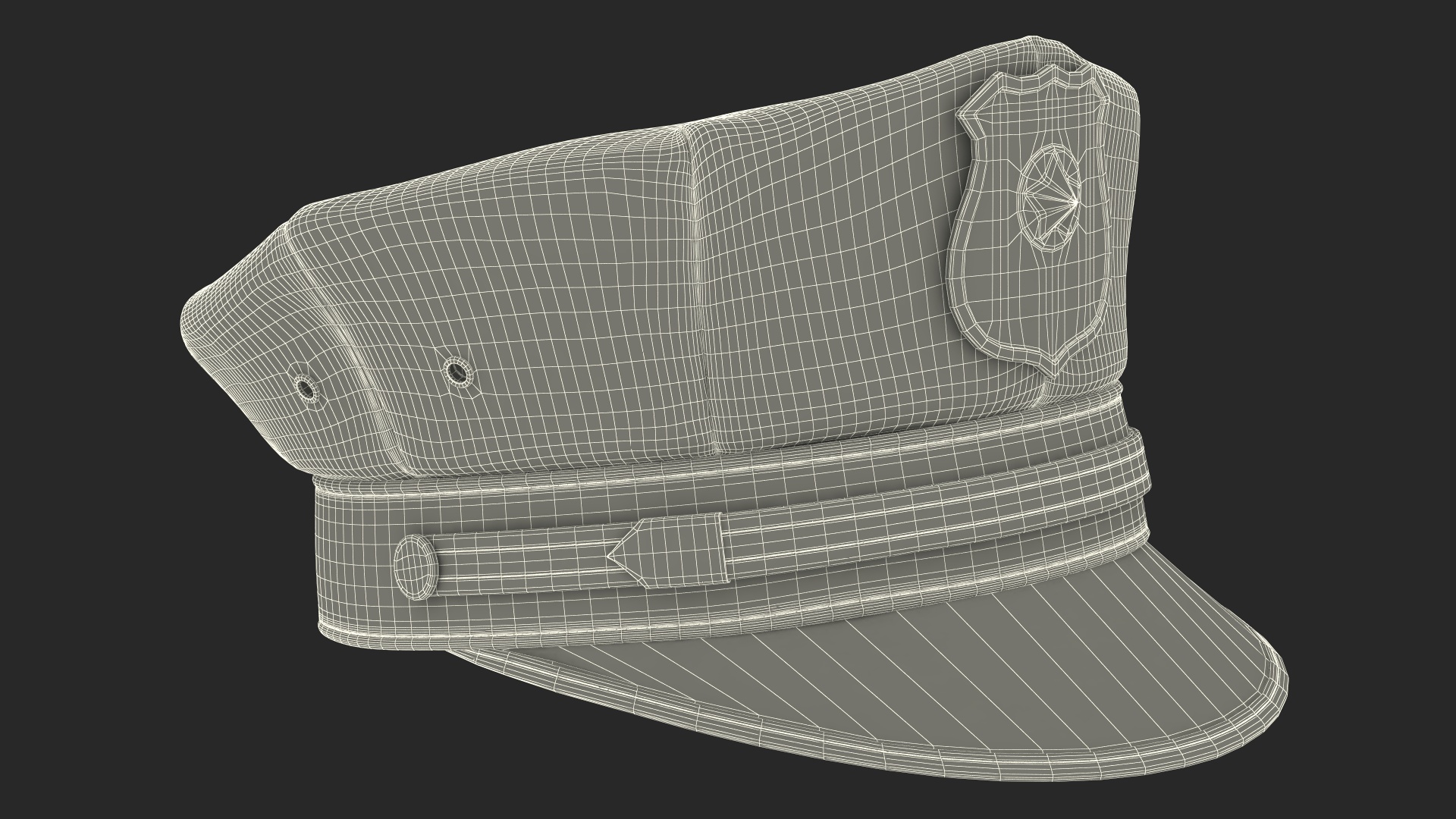 Police Officer Cap with Badge 3D model