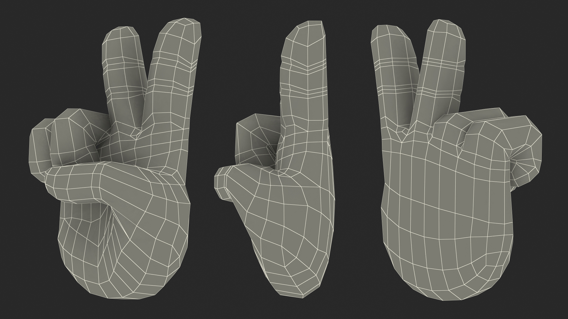 3D Victory Hand Sign Emoji model