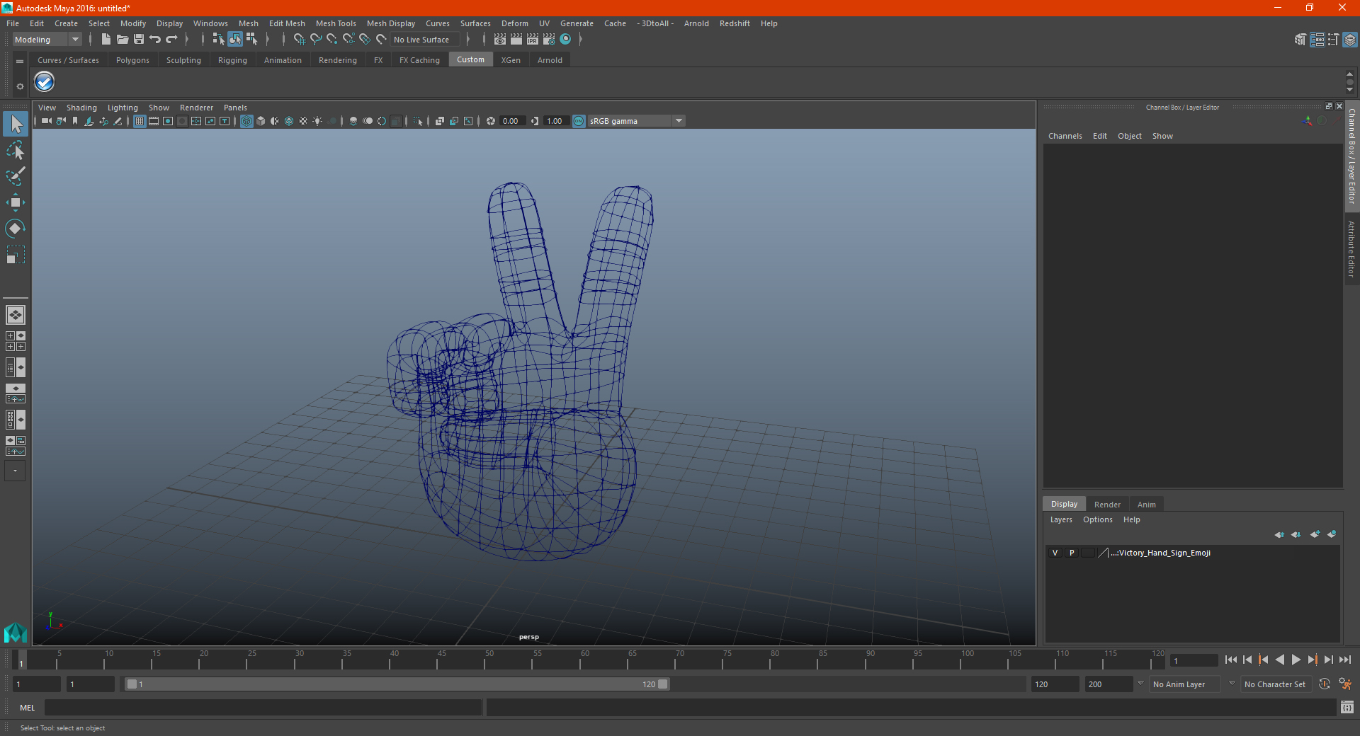 3D Victory Hand Sign Emoji model