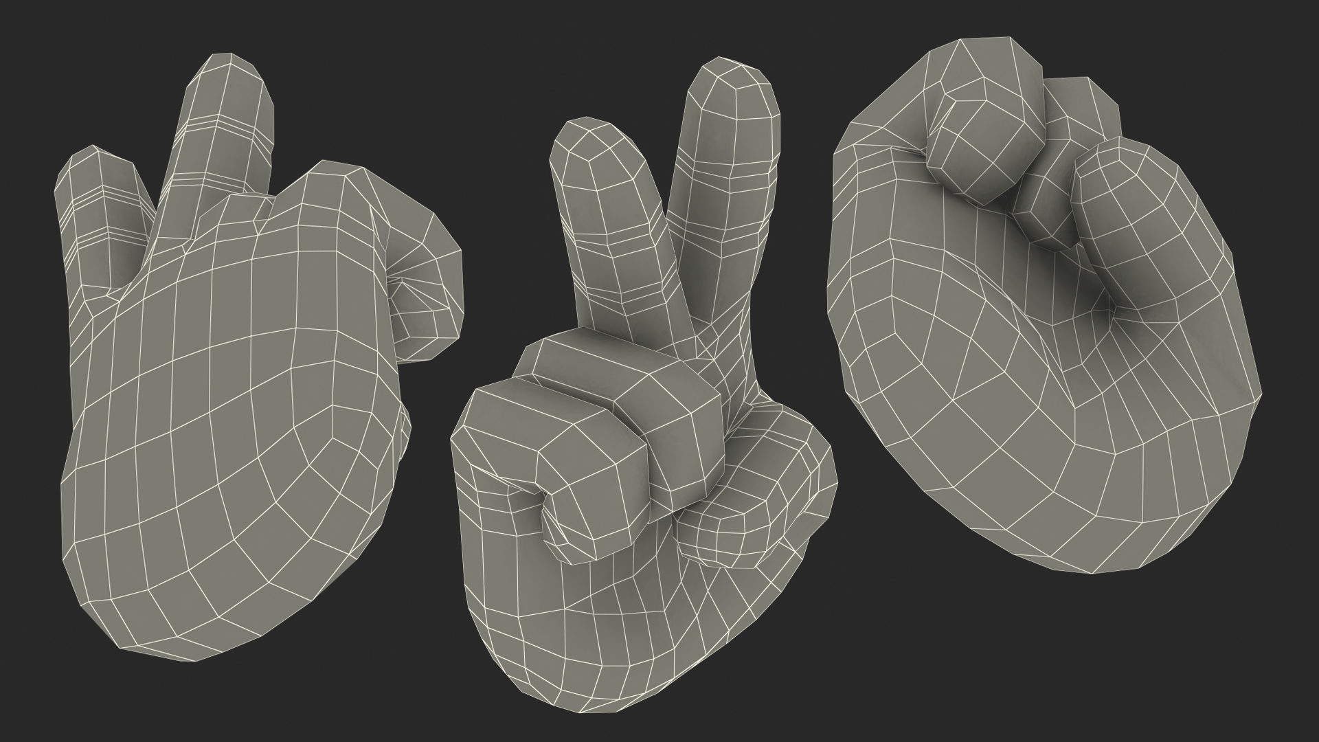 3D Victory Hand Sign Emoji model