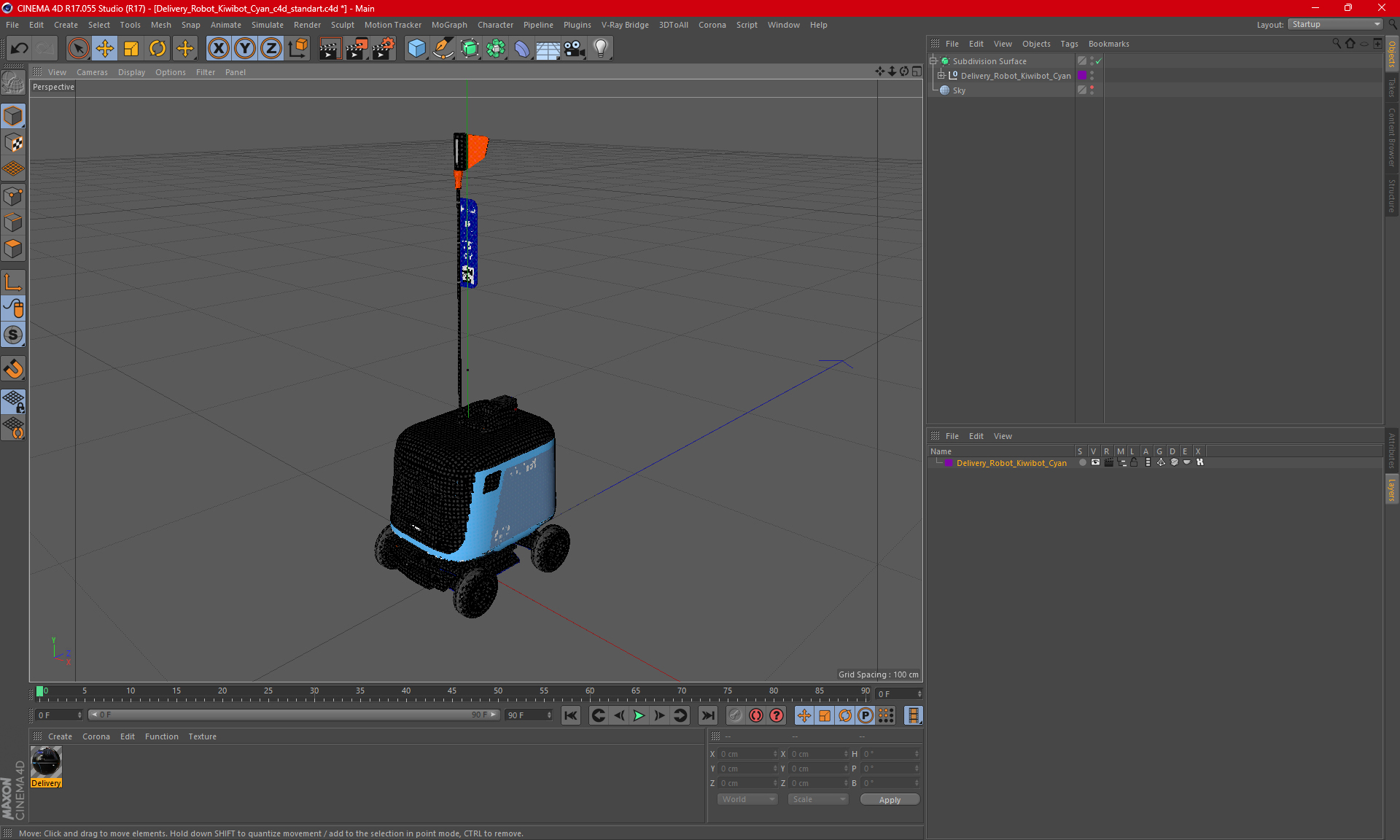 Delivery Robot Kiwibot Cyan 3D