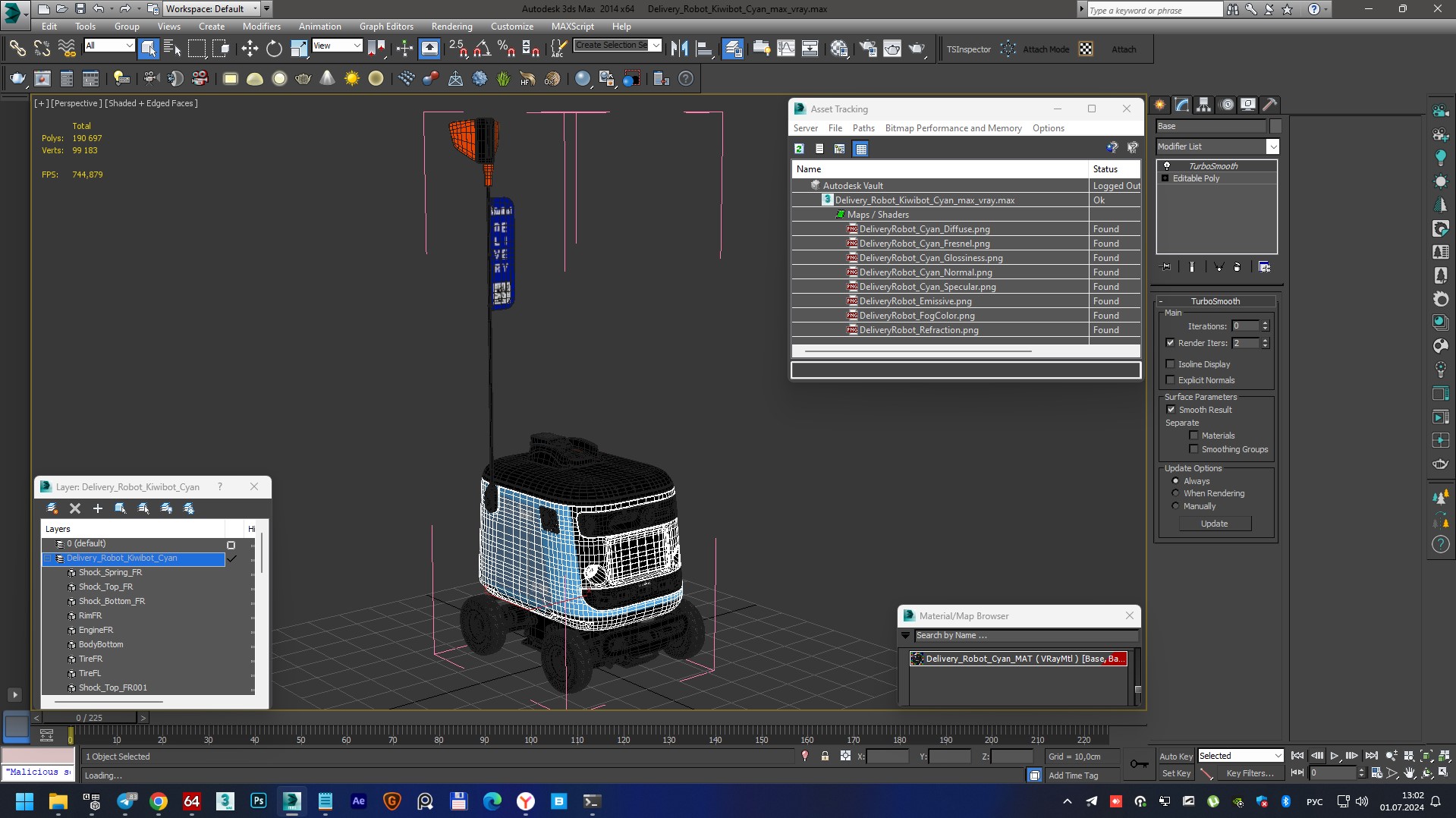 Delivery Robot Kiwibot Cyan 3D