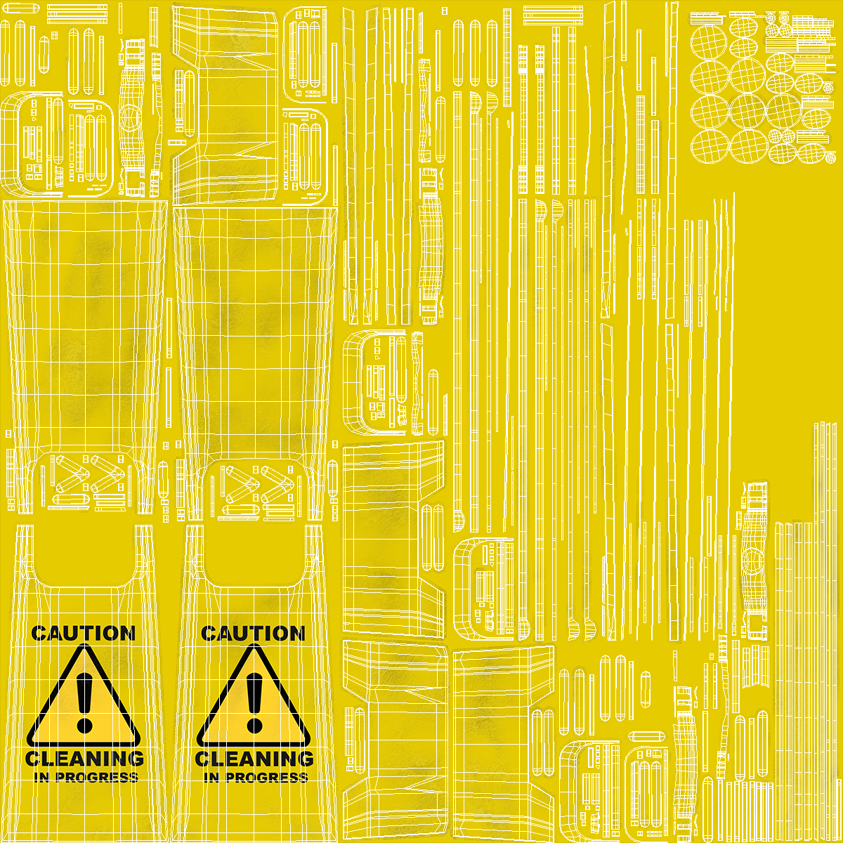 3D Warning Cleaning In Progress Sign model
