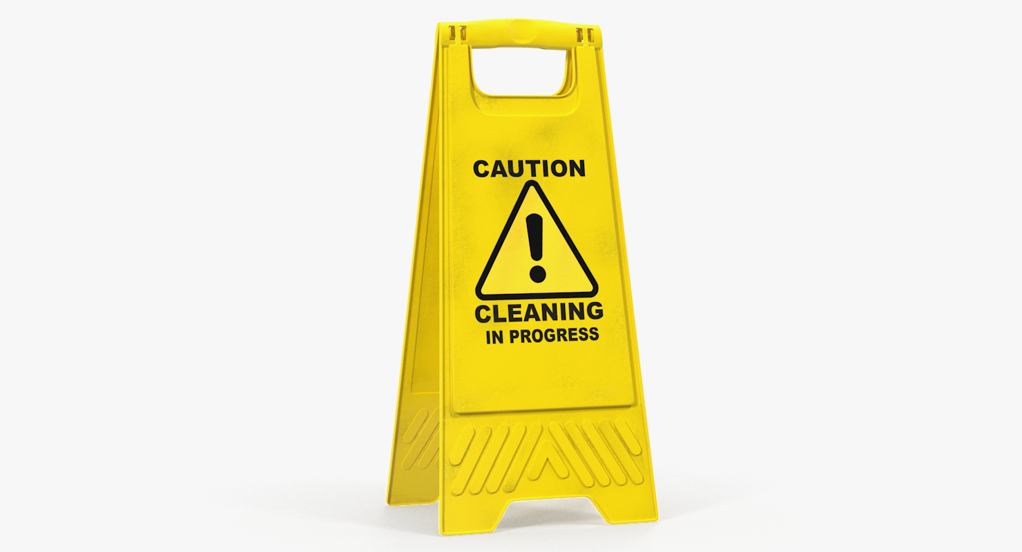 3D Warning Cleaning In Progress Sign model