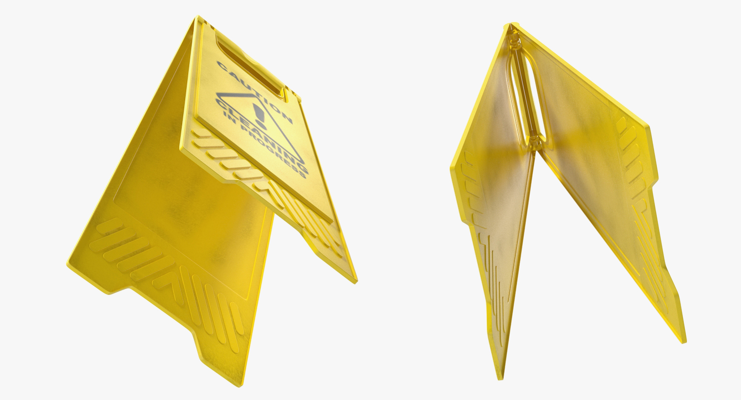 3D Warning Cleaning In Progress Sign model