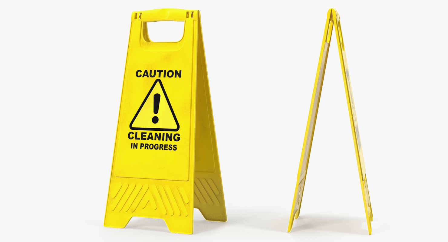 3D Warning Cleaning In Progress Sign model