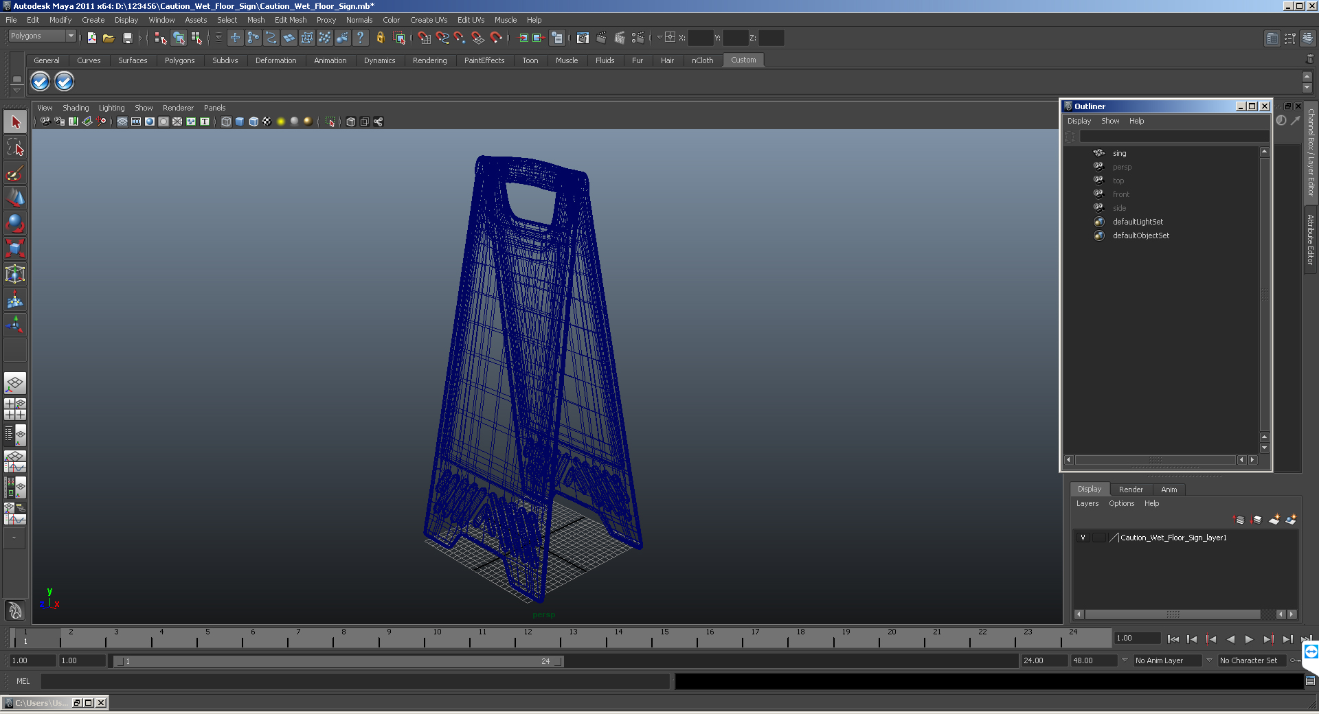 3D Warning Cleaning In Progress Sign model