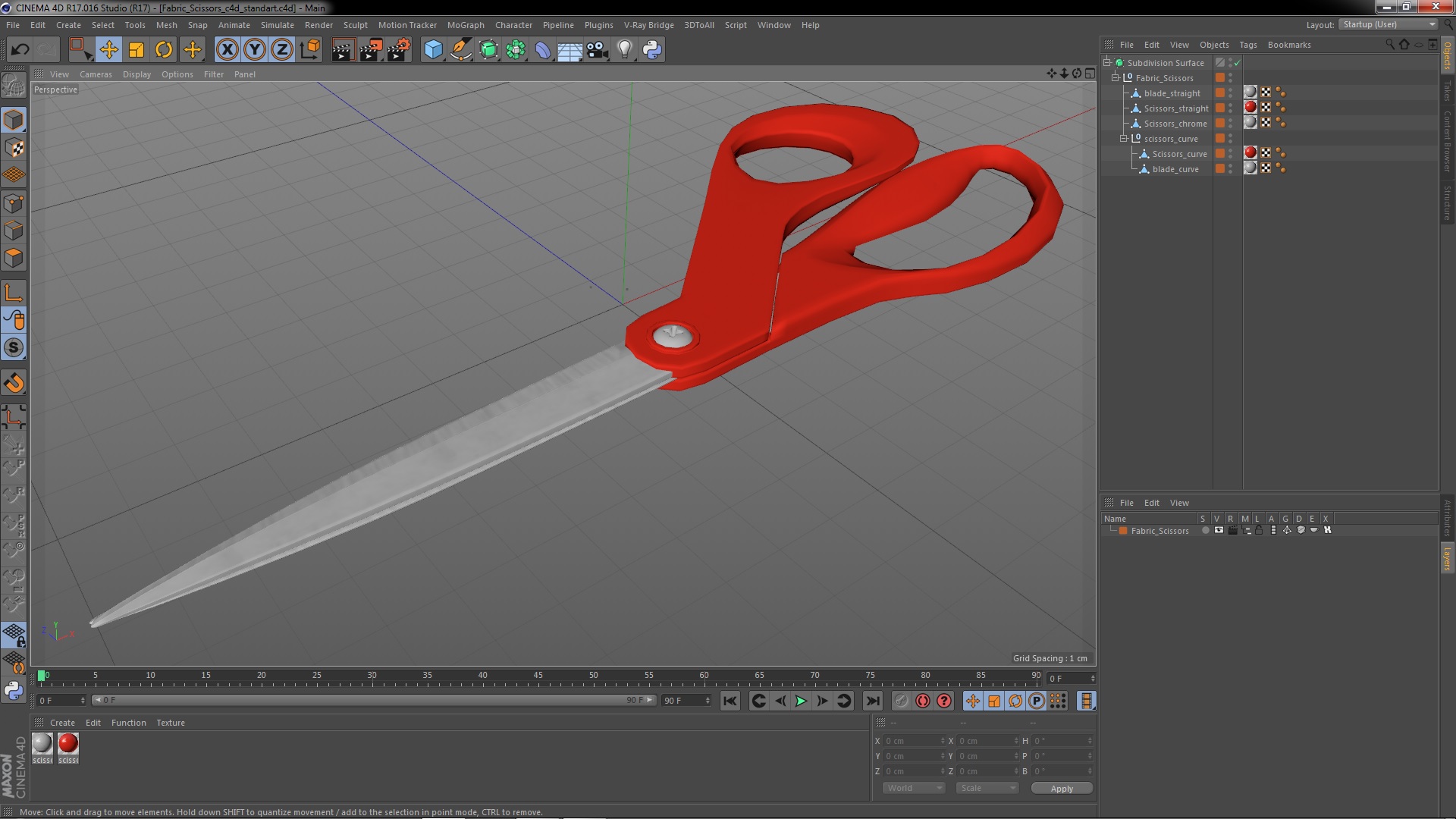 3D model Fabric Scissors