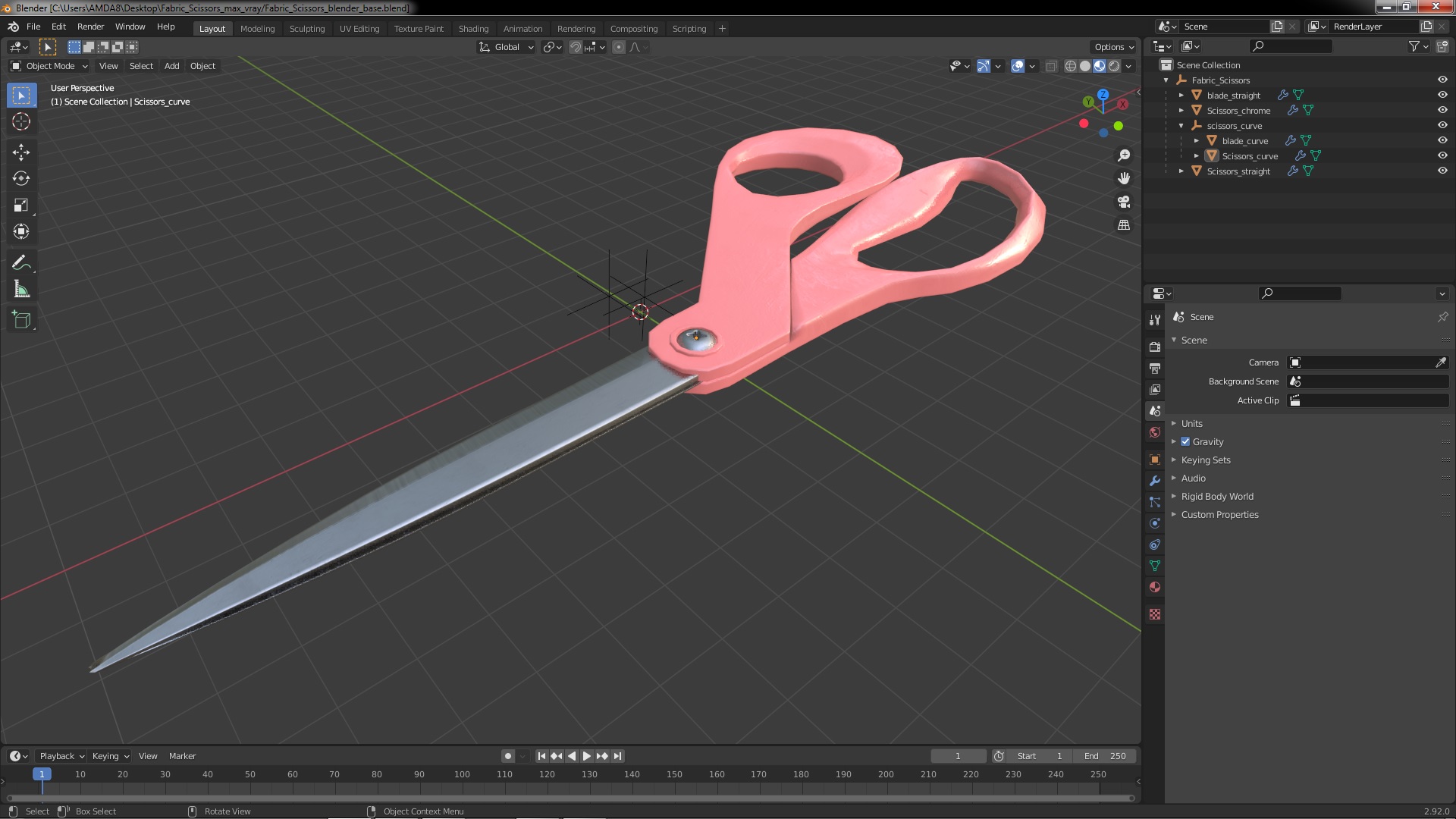 3D model Fabric Scissors