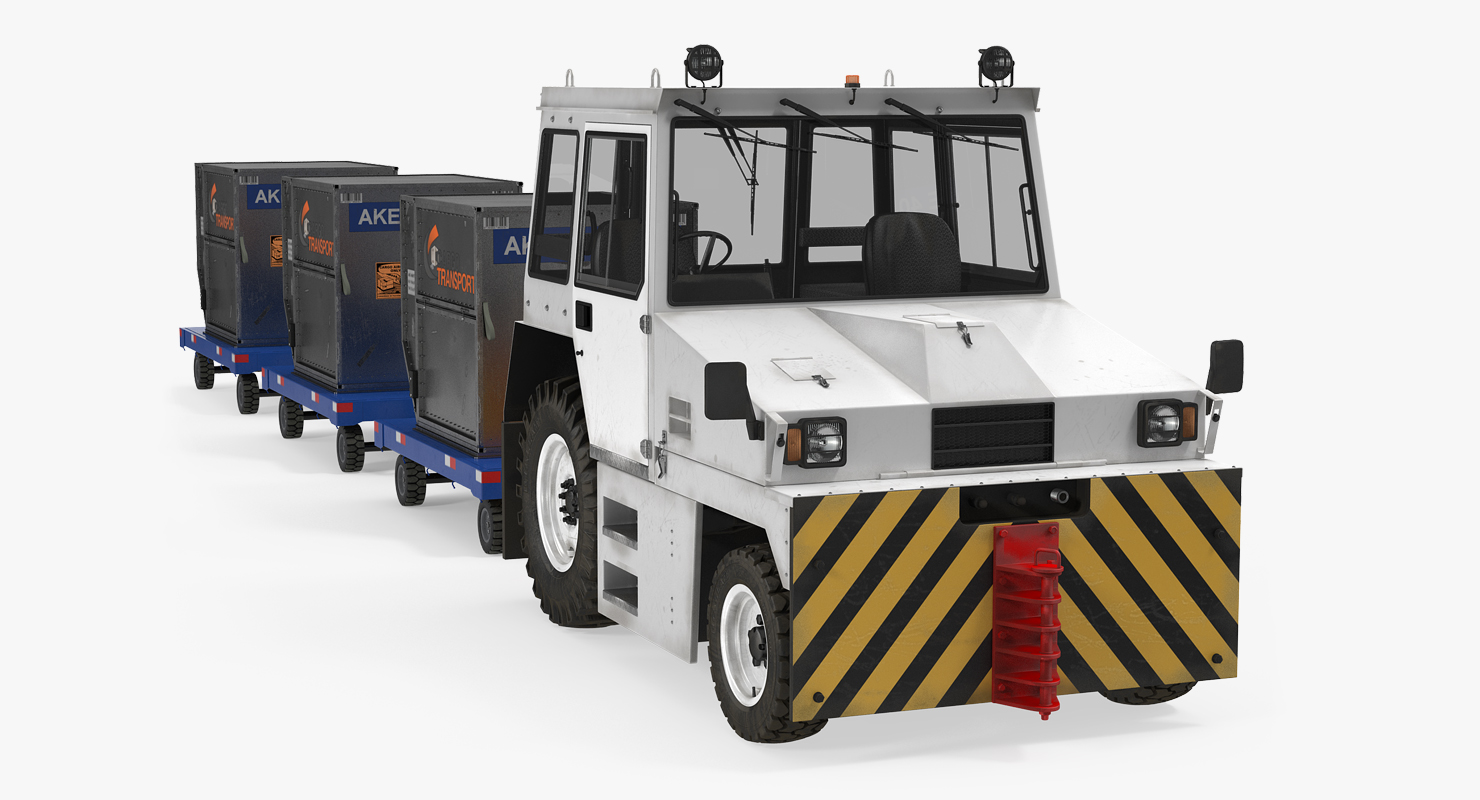 3D model Airport Tug Hallam HE50 and Luggage