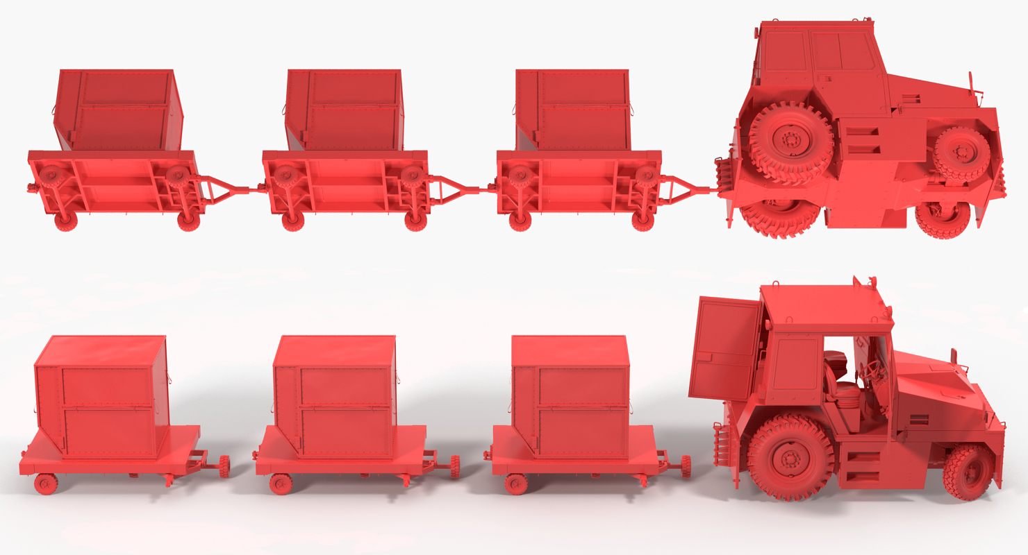 3D model Airport Tug Hallam HE50 and Luggage