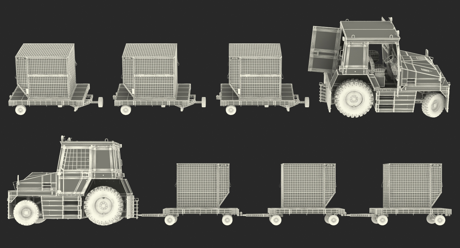 3D model Airport Tug Hallam HE50 and Luggage