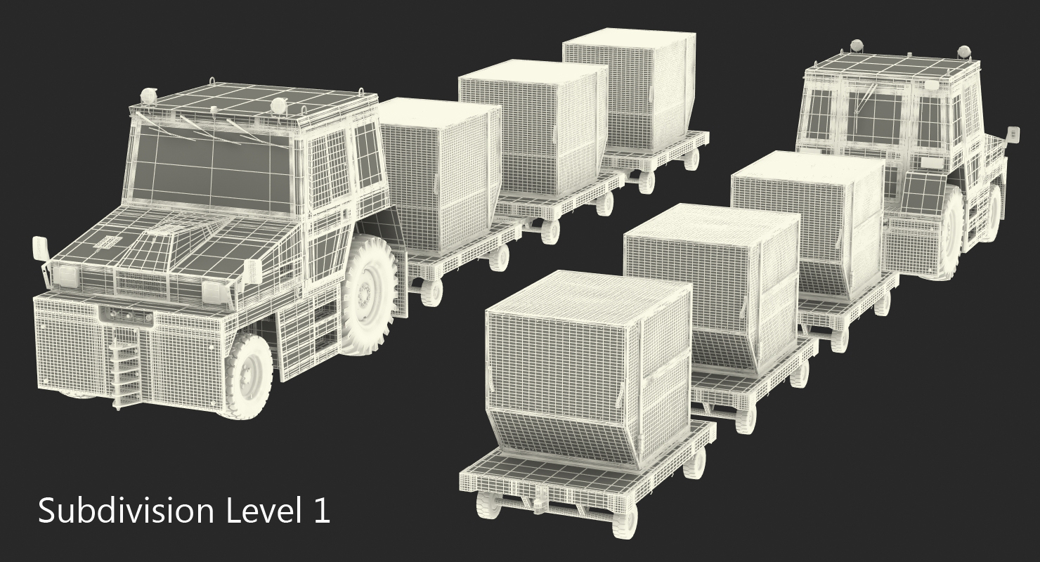 3D model Airport Tug Hallam HE50 and Luggage