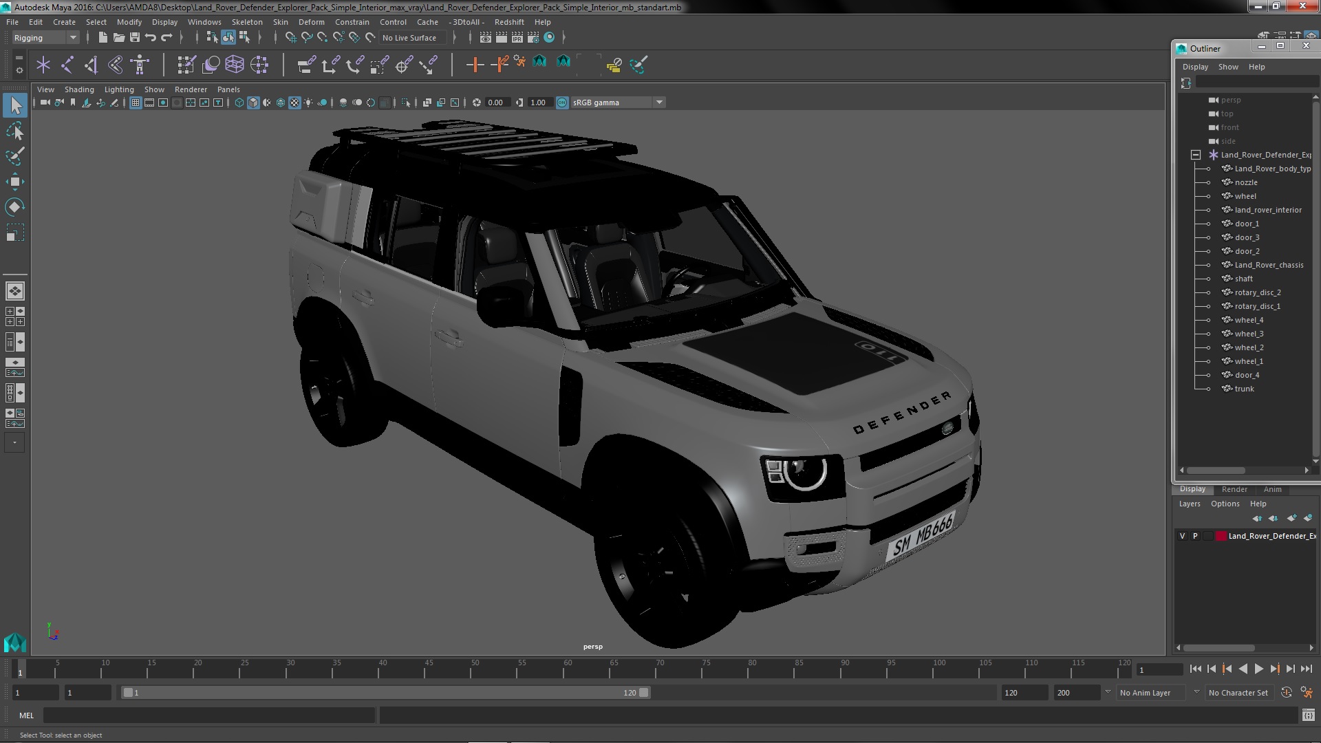 Land Rover Defender Explorer Pack Simple Interior 3D model