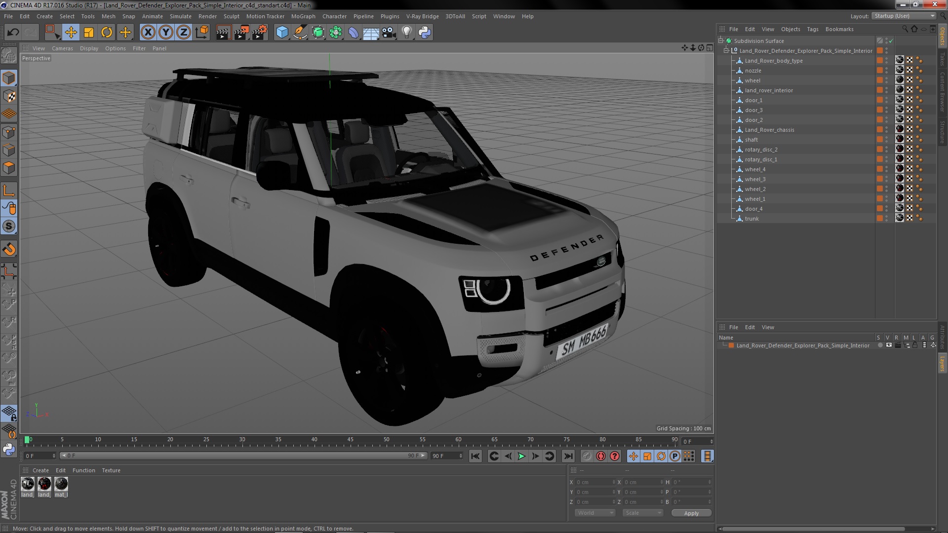 Land Rover Defender Explorer Pack Simple Interior 3D model
