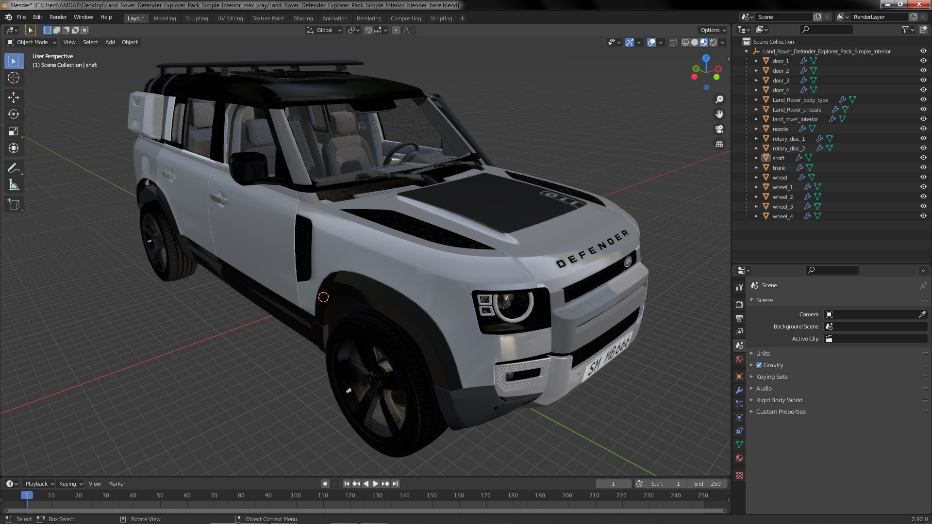 Land Rover Defender Explorer Pack Simple Interior 3D model