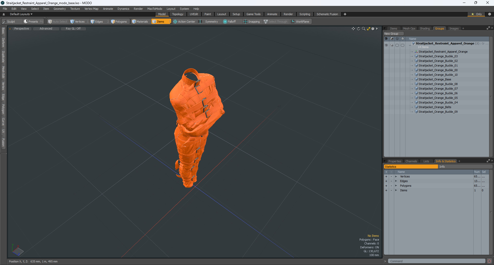 Straitjacket Restraint Apparel Orange 3D